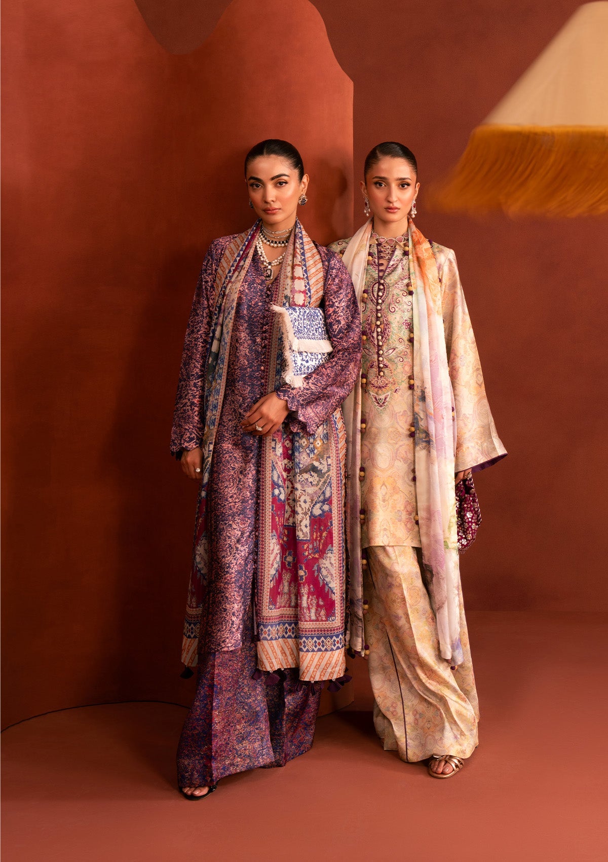 MISS AIK - RTW '25 D2 - LOOK 10 Purple Multi Long Shirt For Luxury Events - Pakistani Designer Wear for Women in UK | Kifat