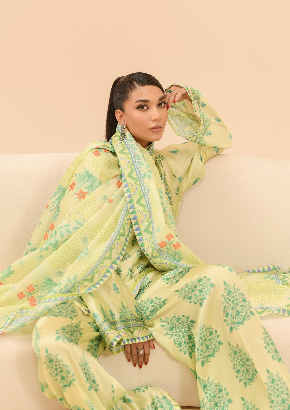 MISS AIK - RTW '24 D1 - LOOK 03 Lime Green Long Shirt For Luxury Events - Pakistani Designer Wear for Women in UK | Kifat
