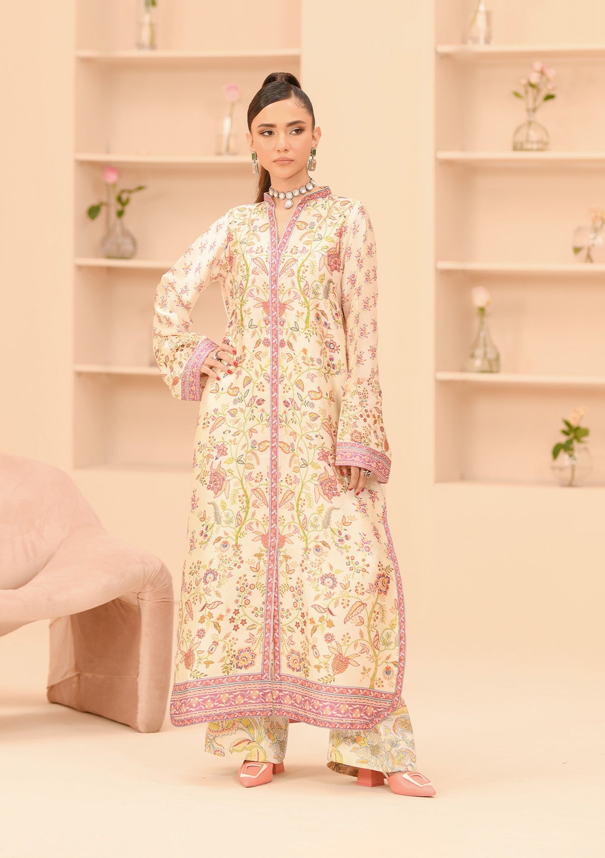 MISS AIK - RTW '24 D1 - LOOK 04 Off White Long Shirt For Luxury Events - Pakistani Designer Wear for Women in UK | Kifat