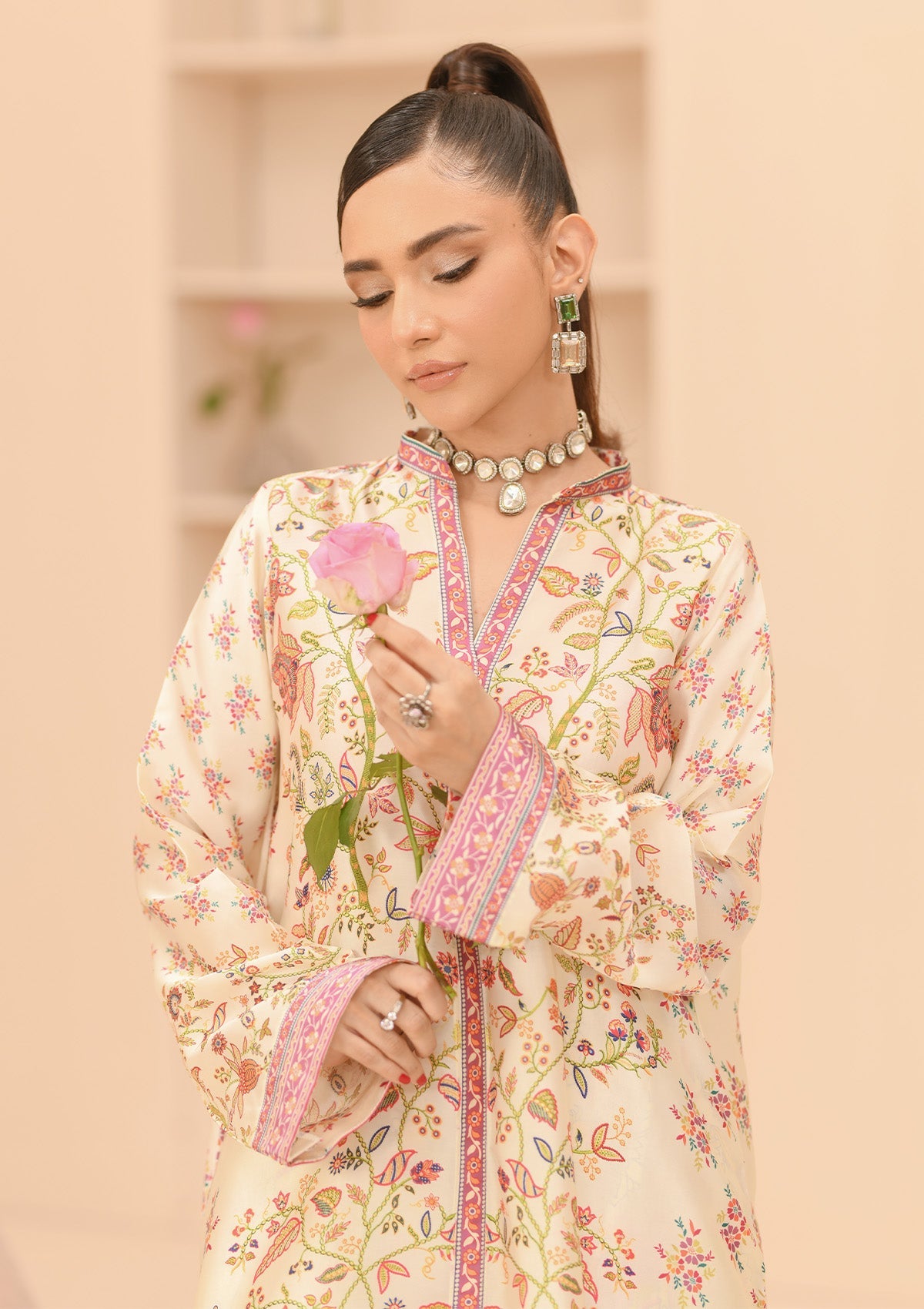 MISS AIK - RTW '24 D1 - LOOK 04 Off White Long Shirt For Luxury Events - Pakistani Designer Wear for Women in UK | Kifat