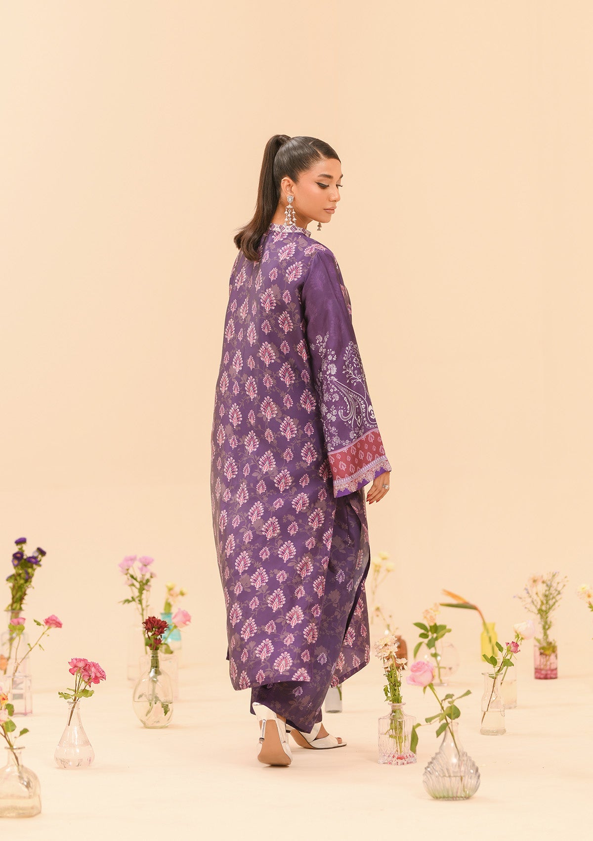 MISS AIK - RTW '24 D1 - LOOK 08 Dark Purple Long Shirt For Luxury Events - Pakistani Designer Wear for Women in UK | Kifat