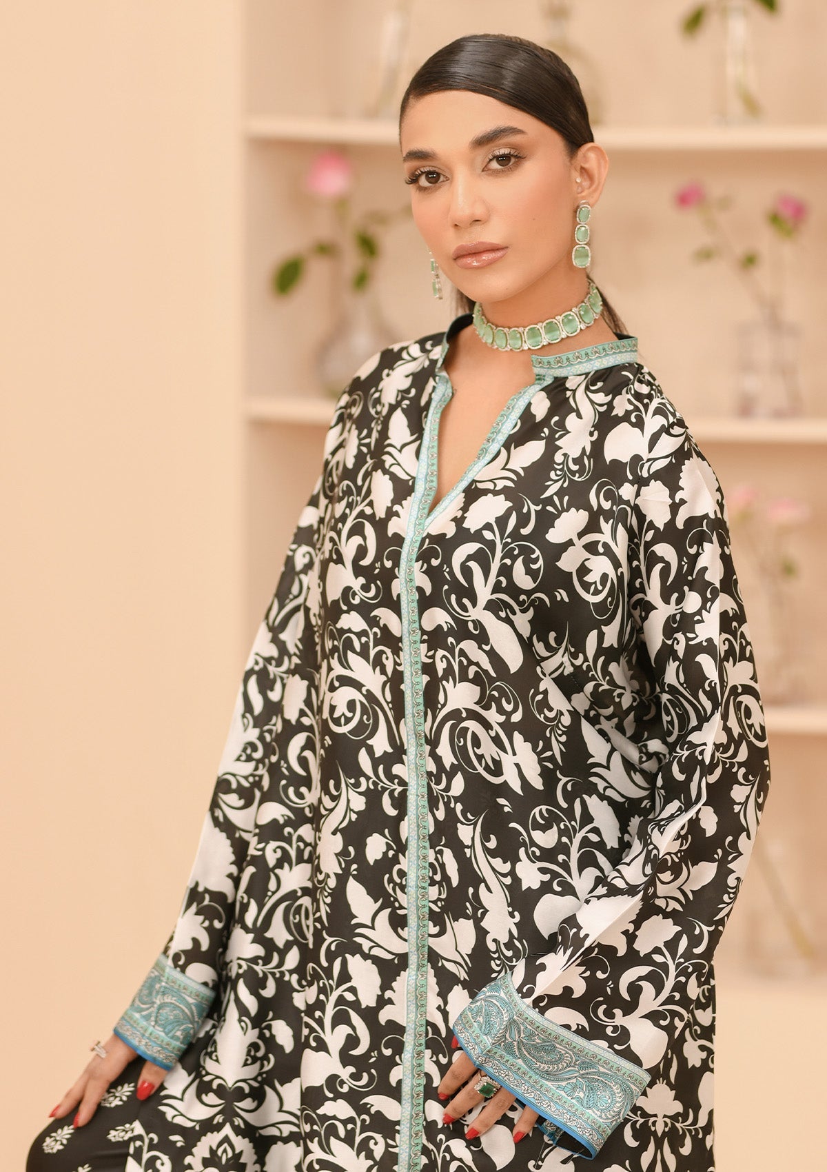 MISS AIK - RTW '24 D1 - LOOK 09 Black Long Shirt For Luxury Events - Pakistani Designer Wear for Women in UK | Kifat