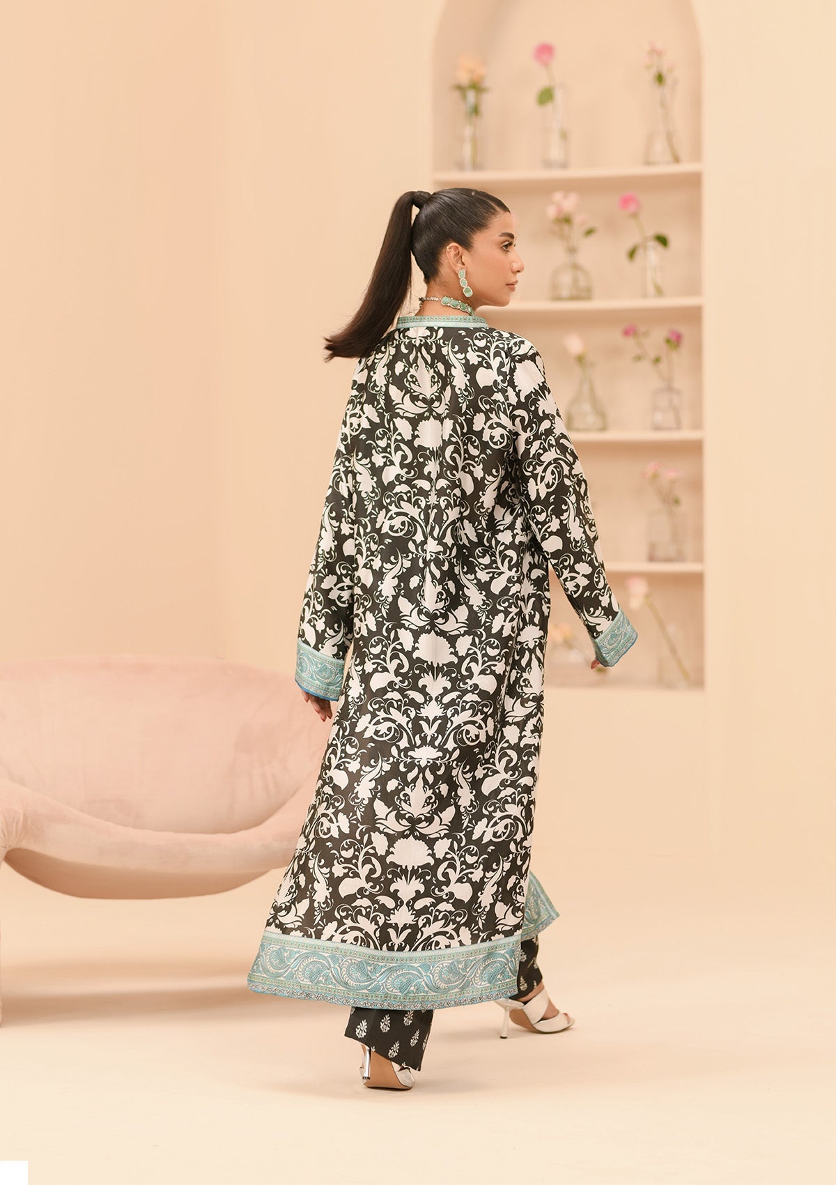 MISS AIK - RTW '24 D1 - LOOK 09 Black Long Shirt For Luxury Events - Pakistani Designer Wear for Women in UK | Kifat