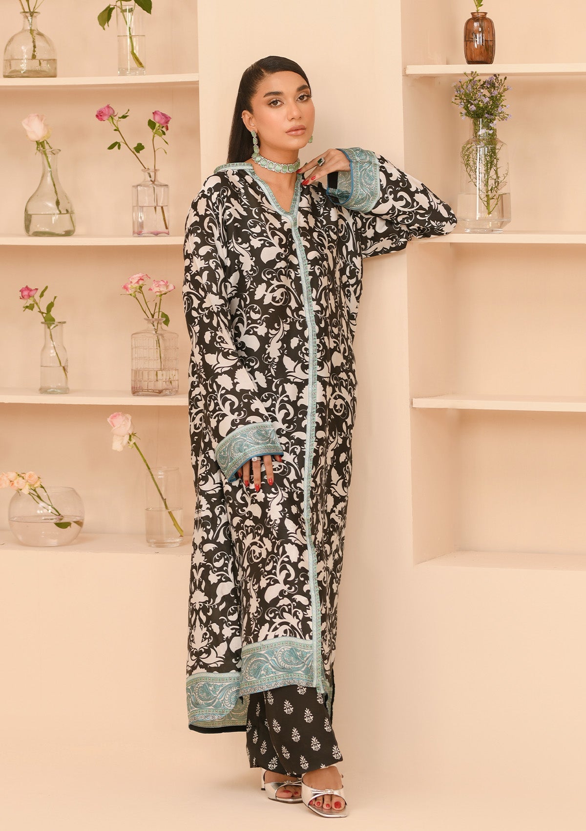 MISS AIK - RTW '24 D1 - LOOK 09 Black Long Shirt For Luxury Events - Pakistani Designer Wear for Women in UK | Kifat
