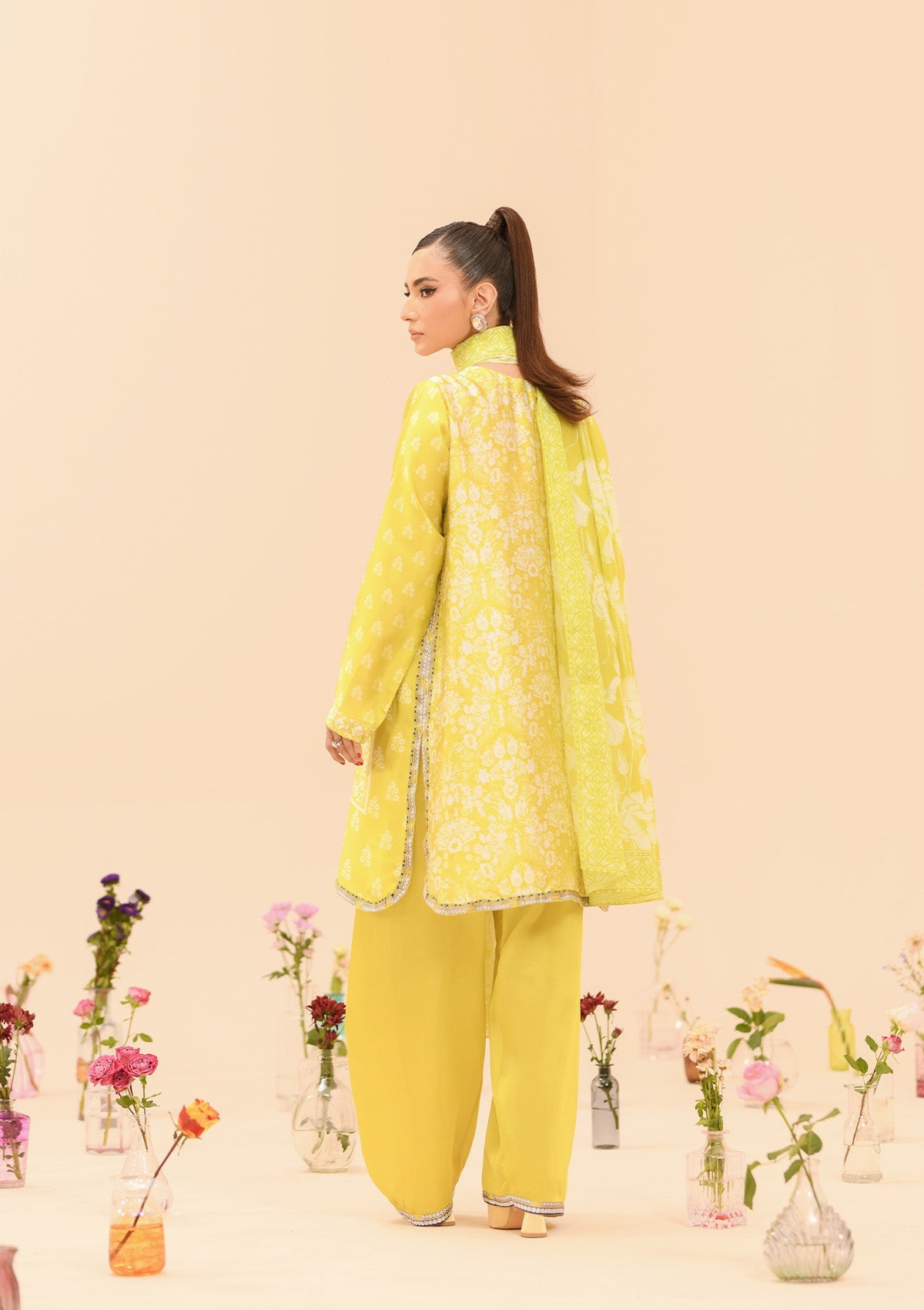 MISS AIK - RTW '24 D1 - LOOK 10 Lemon Yellow Long Shirt For Luxury Events - Pakistani Designer Wear for Women in UK | Kifat