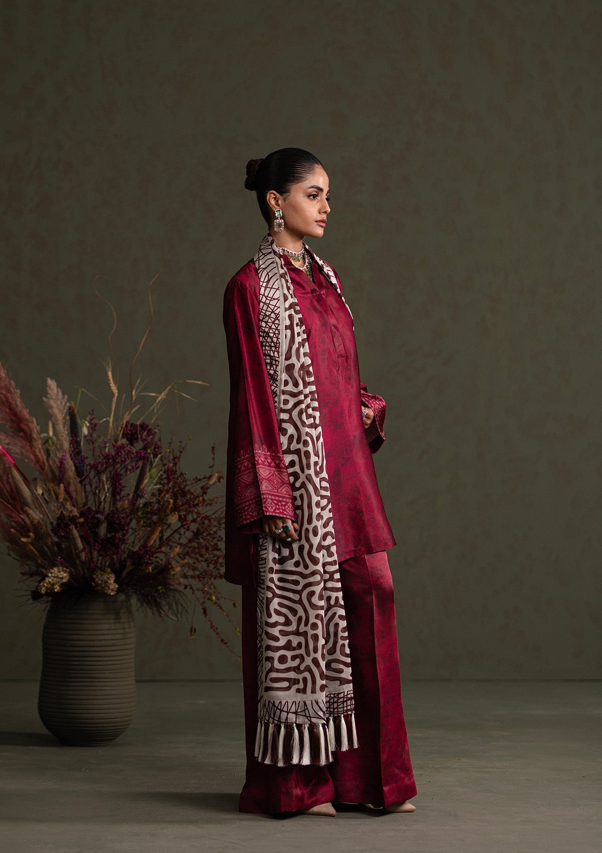 MISS AIK - RTW '25 D1 - LOOK 03 Ruby Short shirt with Plazo For Luxury Events - Pakistani Designer Wear for Women in UK | Kifat