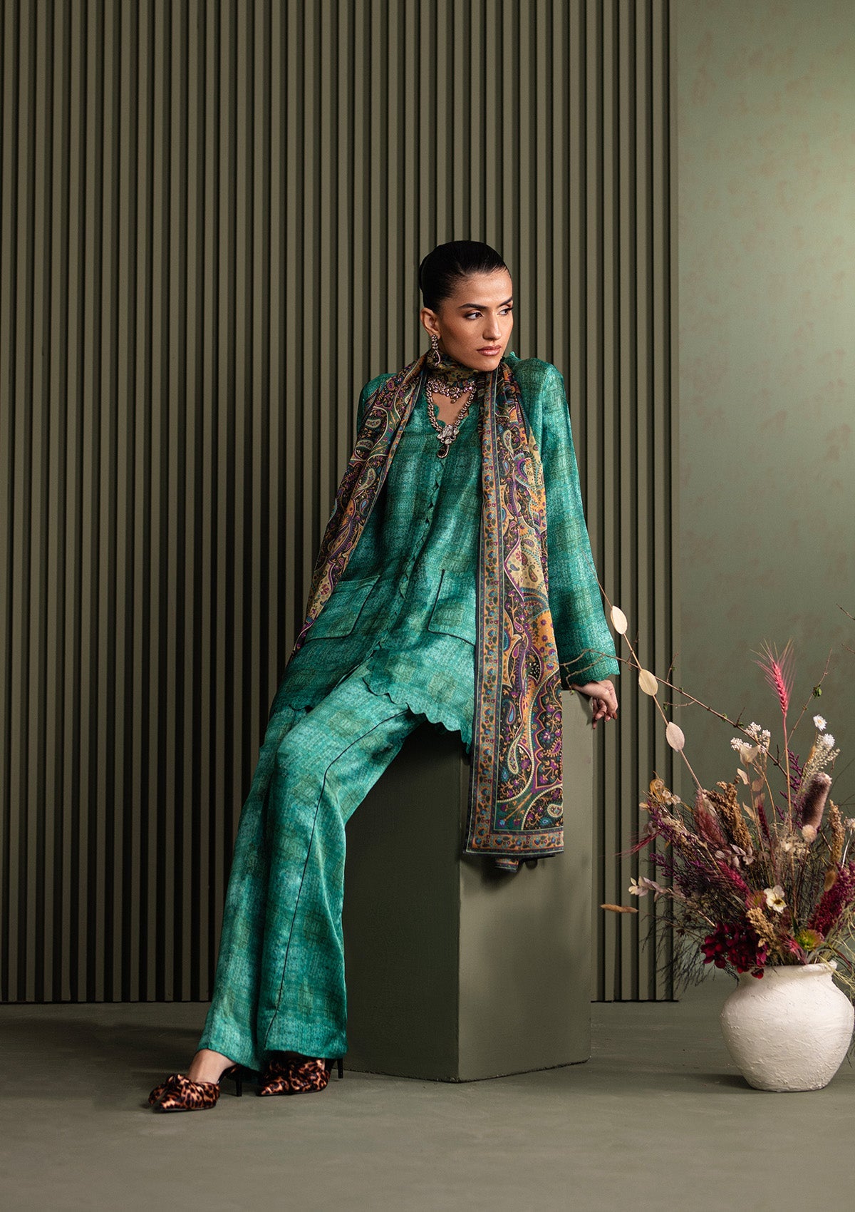 MISS AIK - RTW '25 D1 - LOOK 05 Red Short shirt with Plazo For Luxury Events - Pakistani Designer Wear for Women in UK | Kifat