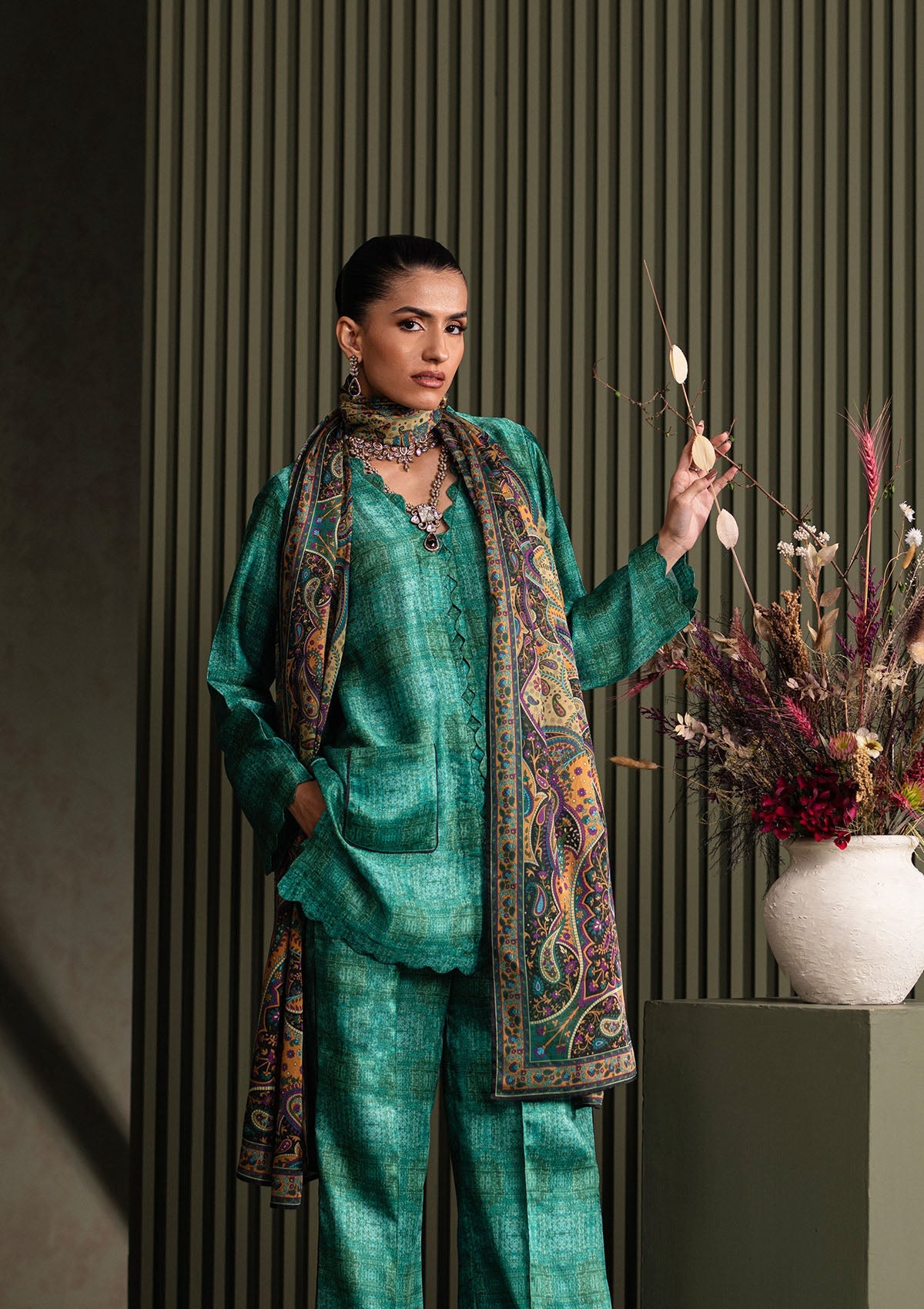 MISS AIK - RTW '25 D1 - LOOK 05 Red Short shirt with Plazo For Luxury Events - Pakistani Designer Wear for Women in UK | Kifat