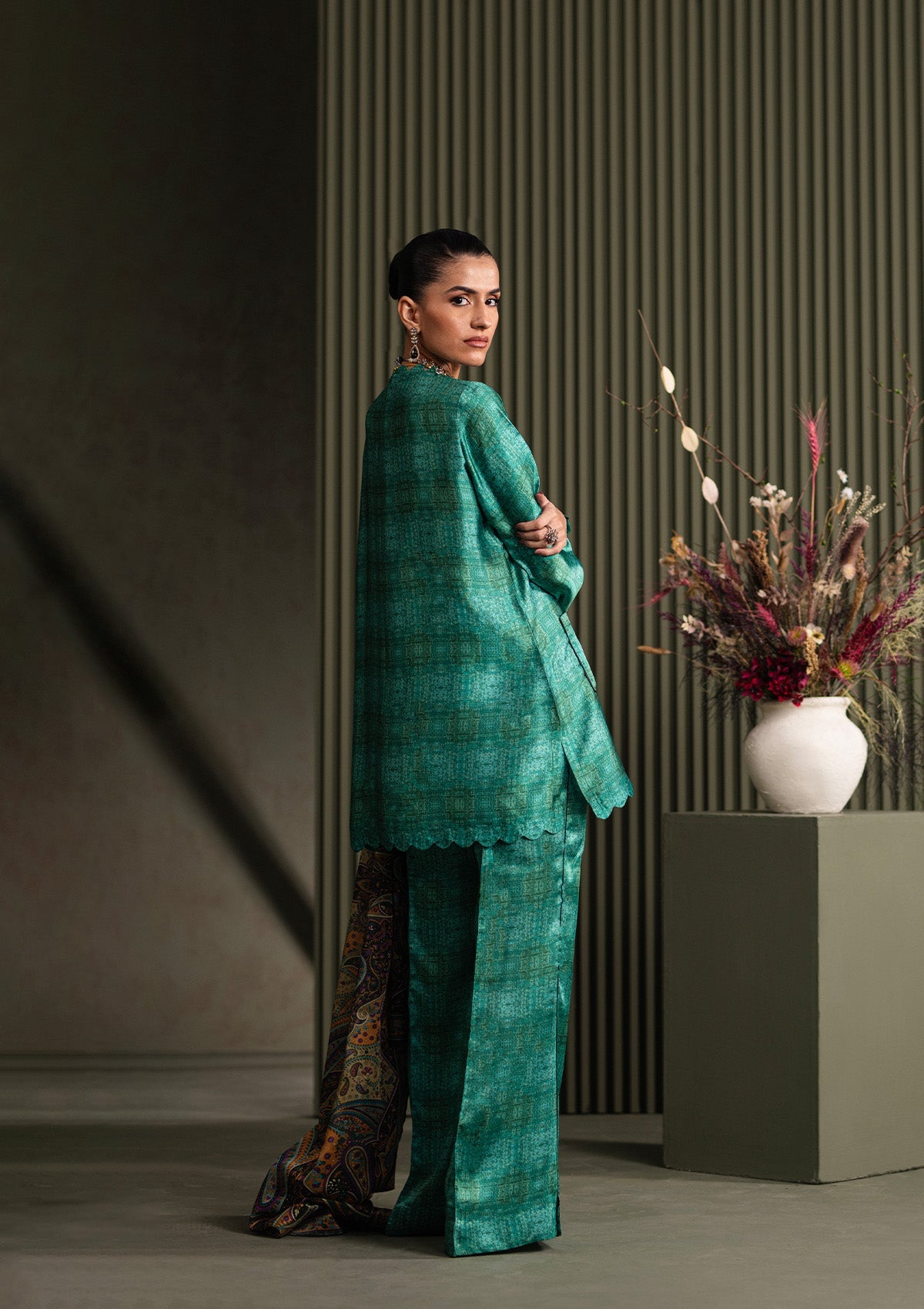 MISS AIK - RTW '25 D1 - LOOK 05 Red Short shirt with Plazo For Luxury Events - Pakistani Designer Wear for Women in UK | Kifat
