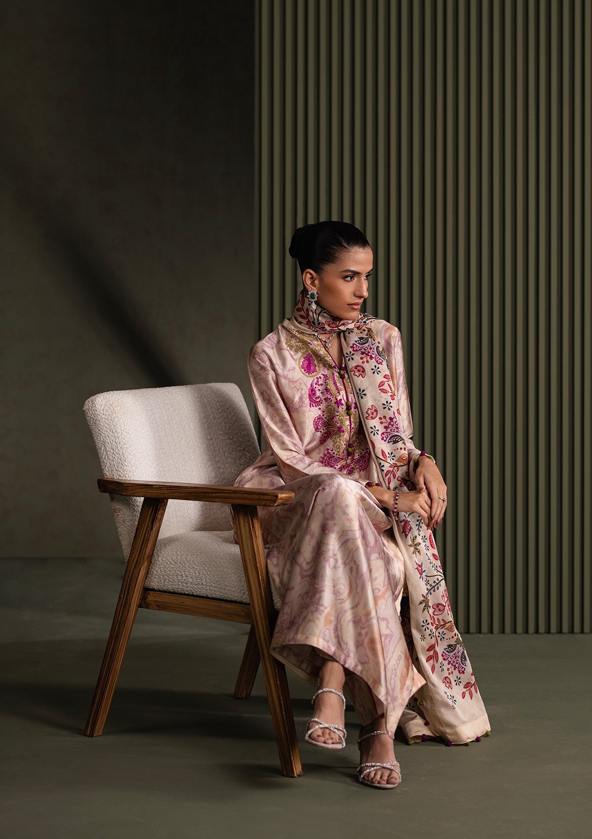 MISS AIK - RTW '25 D1 - LOOK 07 Bottle Green Long Shirt For Luxury Events - Pakistani Designer Wear for Women in UK | Kifat