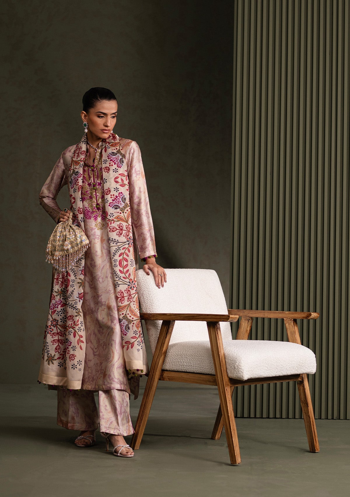 MISS AIK - RTW '25 D1 - LOOK 07 Bottle Green Long Shirt For Luxury Events - Pakistani Designer Wear for Women in UK | Kifat