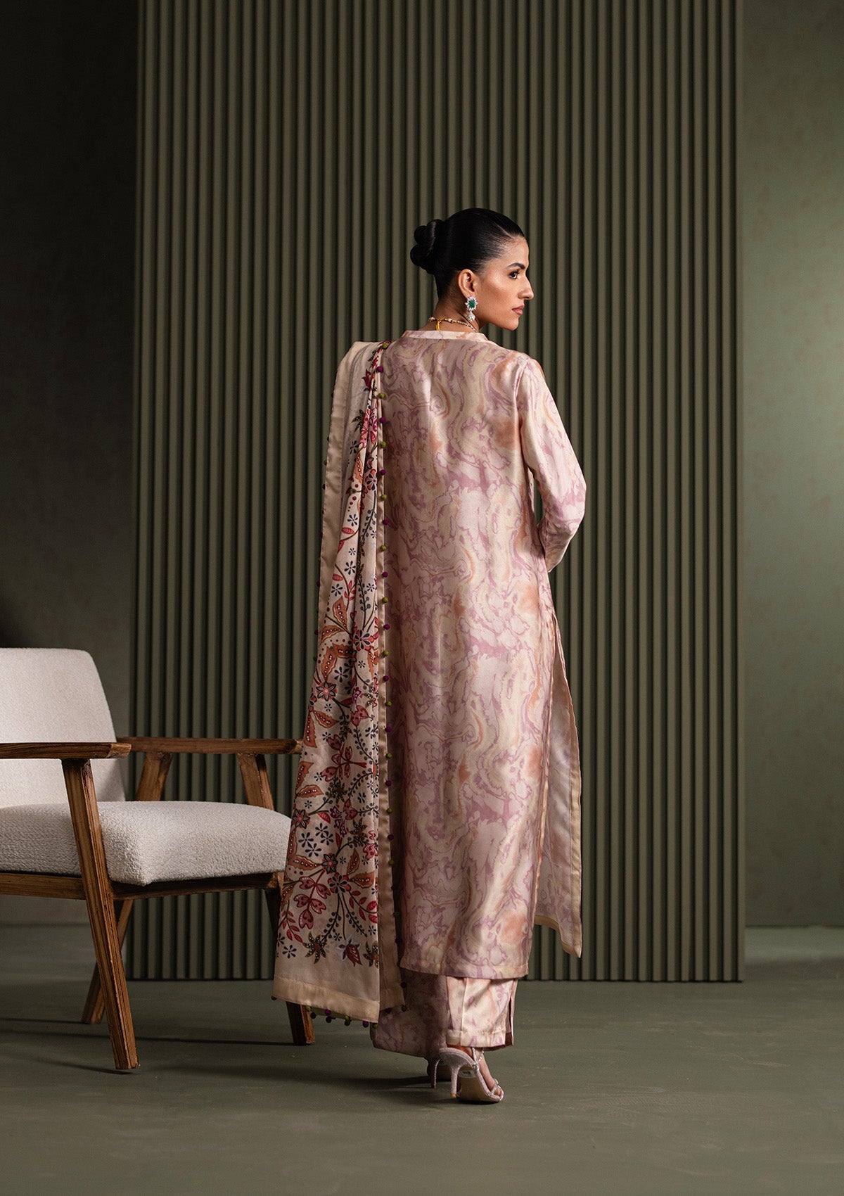MISS AIK - RTW '25 D1 - LOOK 07 Bottle Green Long Shirt For Luxury Events - Pakistani Designer Wear for Women in UK | Kifat