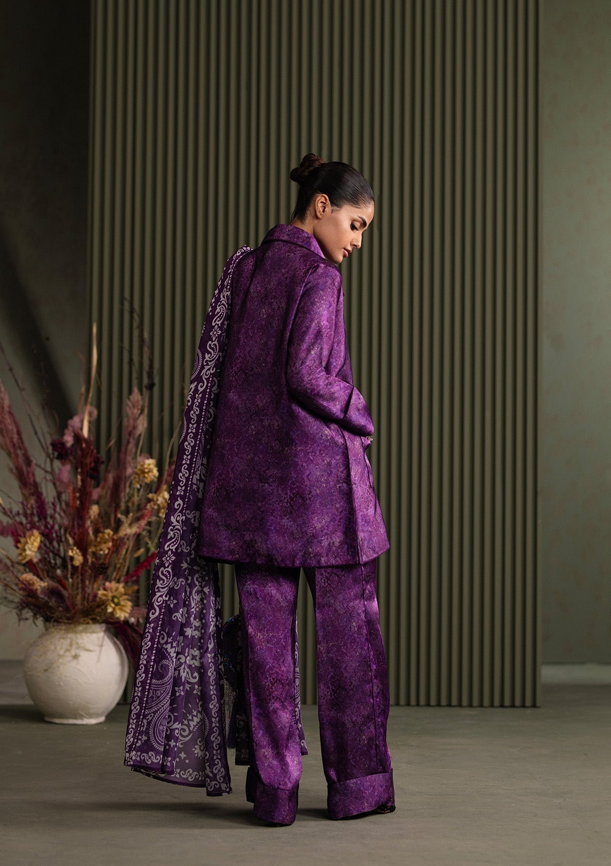 MISS AIK - RTW '25 D1 - LOOK 08 Purple Short shirt with Plazo For Luxury Events - Pakistani Designer Wear for Women in UK | Kifat