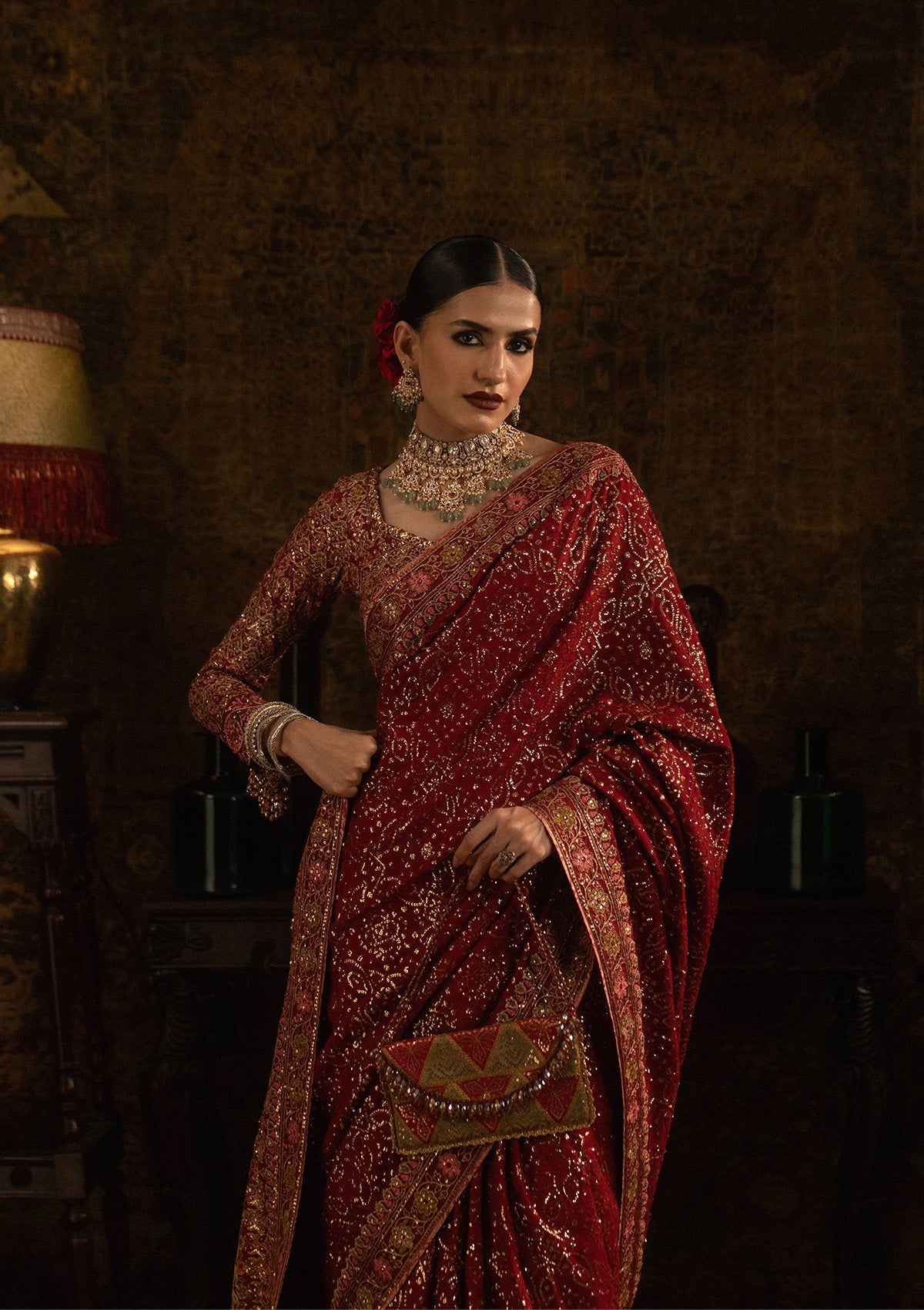 SARI EDIT '25 - LOOK 01 Red Saree For Formal Events - Pakistani Designer Wear for Women in UK | Kifat