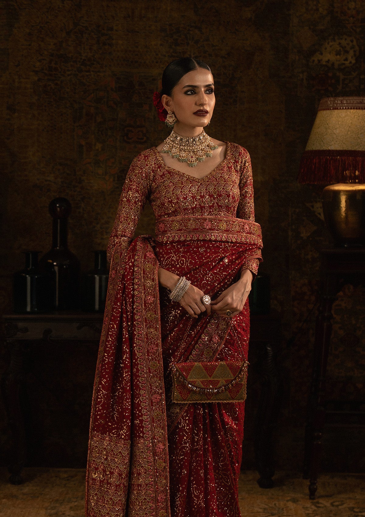 SARI EDIT '25 - LOOK 01 Red Saree For Formal Events - Pakistani Designer Wear for Women in UK | Kifat