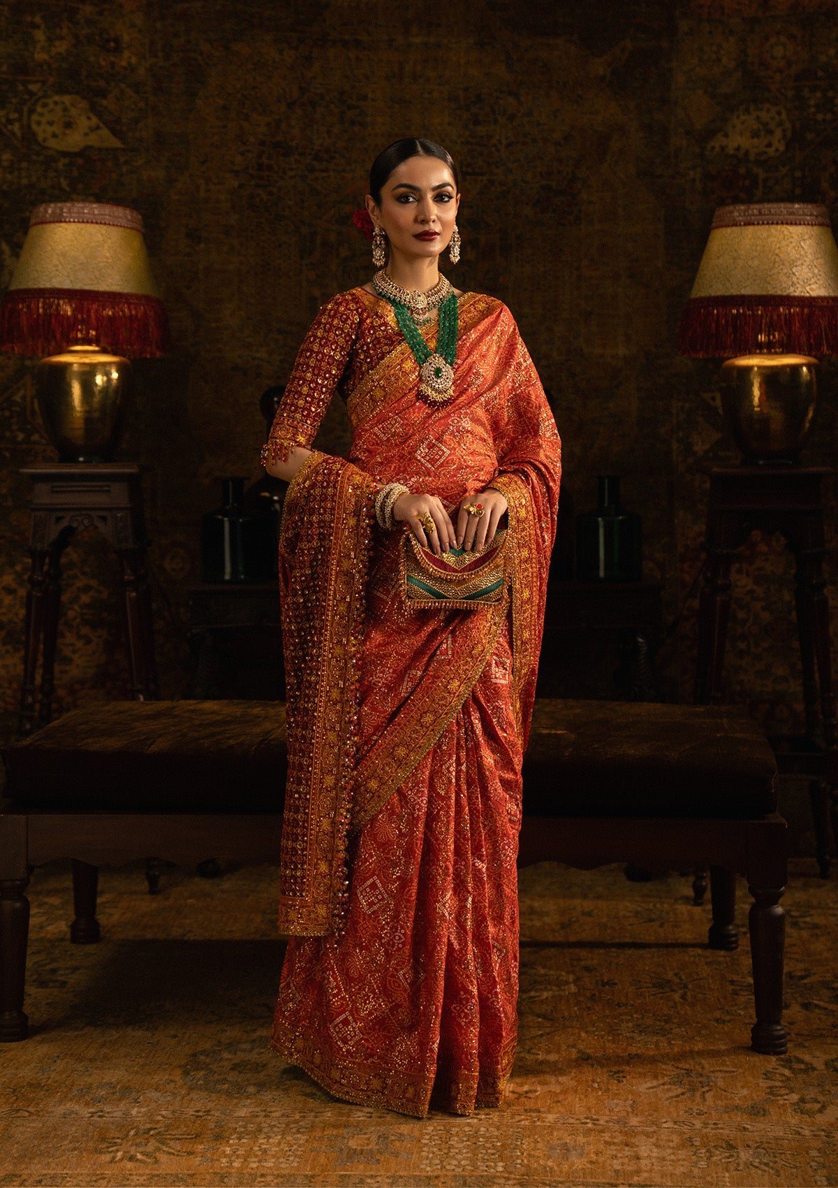 SARI EDIT '25 - LOOK 02 Rust Saree For Formal Events - Pakistani Designer Wear for Women in UK | Kifat