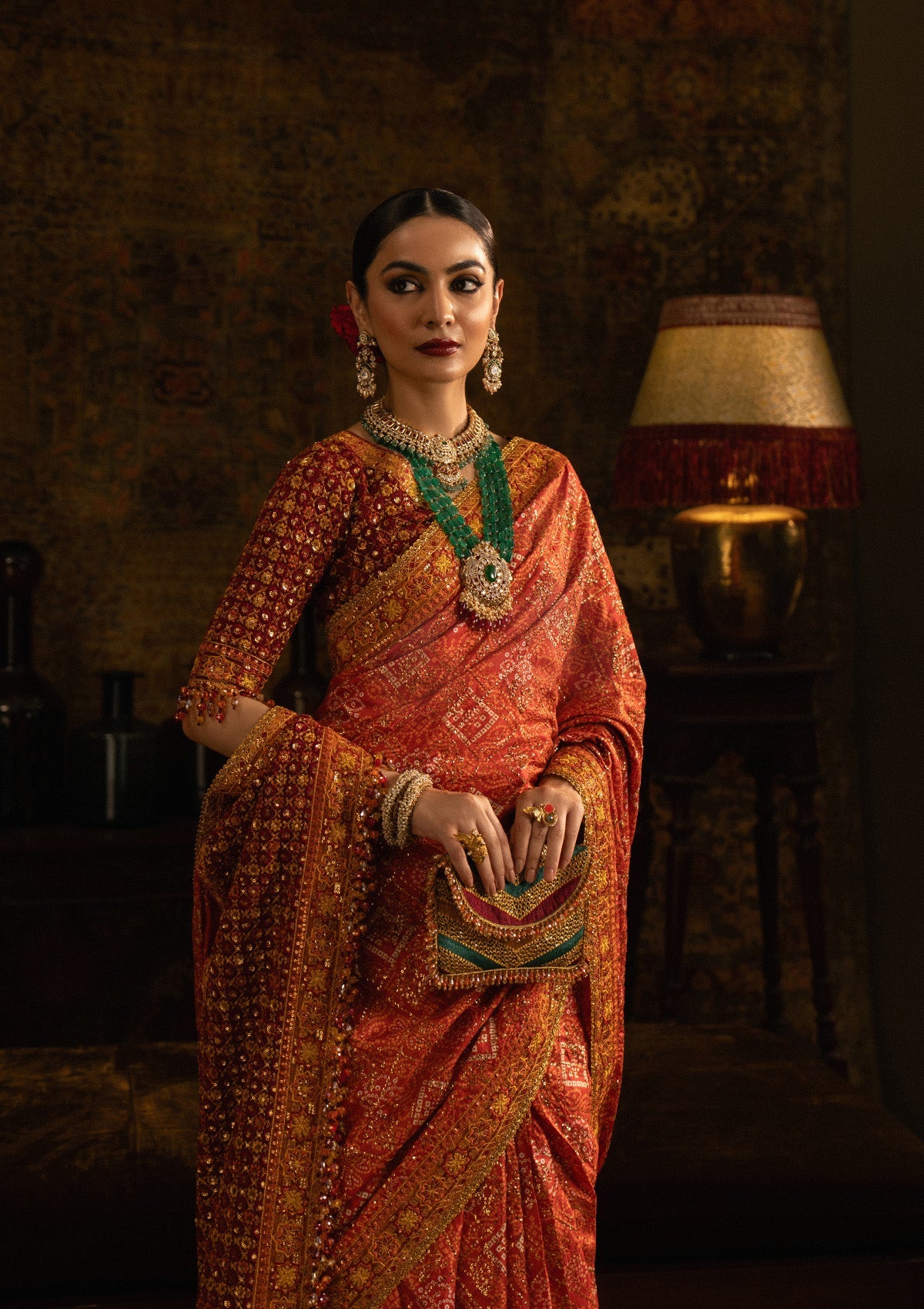 SARI EDIT '25 - LOOK 02 Rust Saree For Formal Events - Pakistani Designer Wear for Women in UK | Kifat