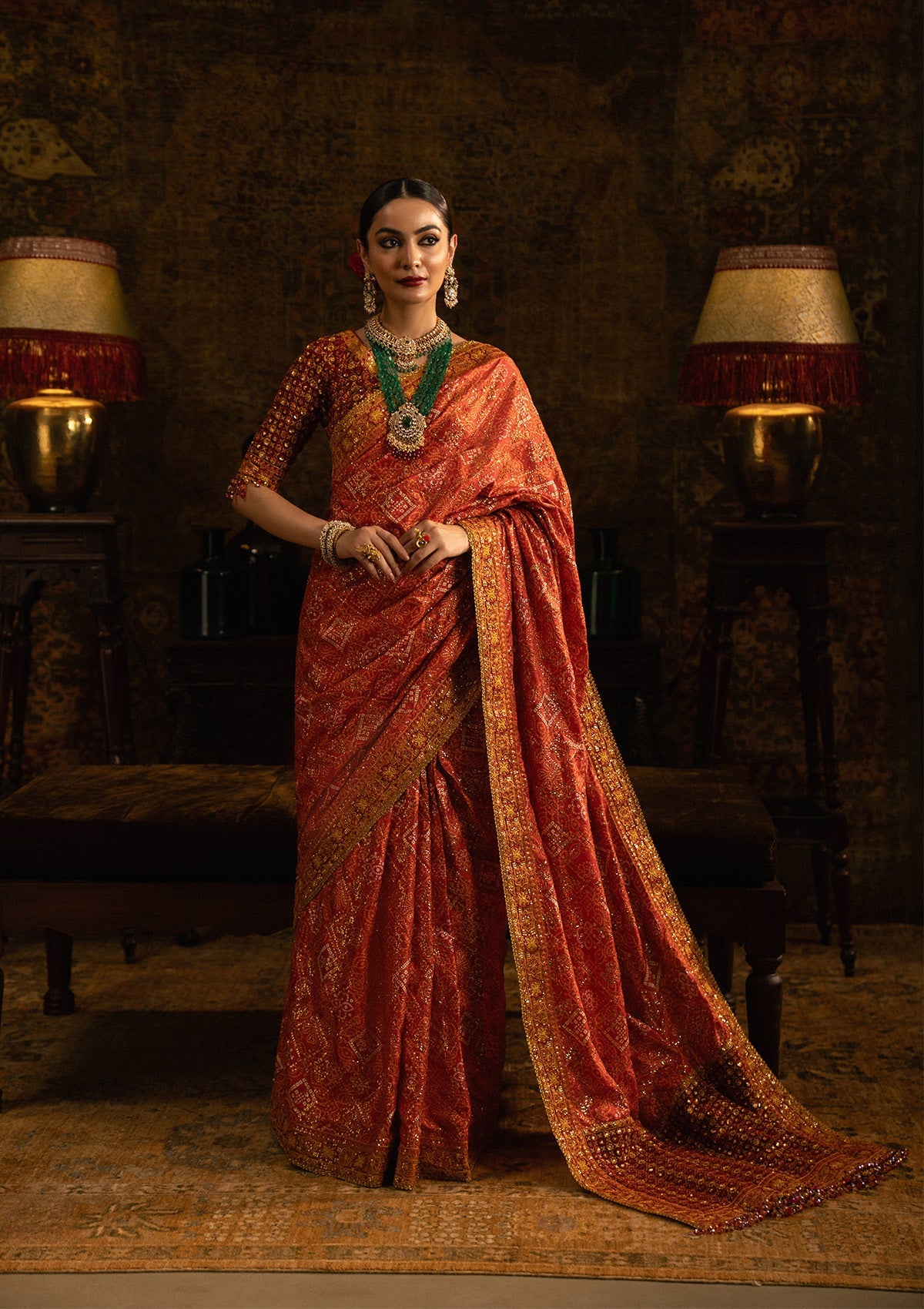 SARI EDIT '25 - LOOK 02 Rust Saree For Formal Events - Pakistani Designer Wear for Women in UK | Kifat