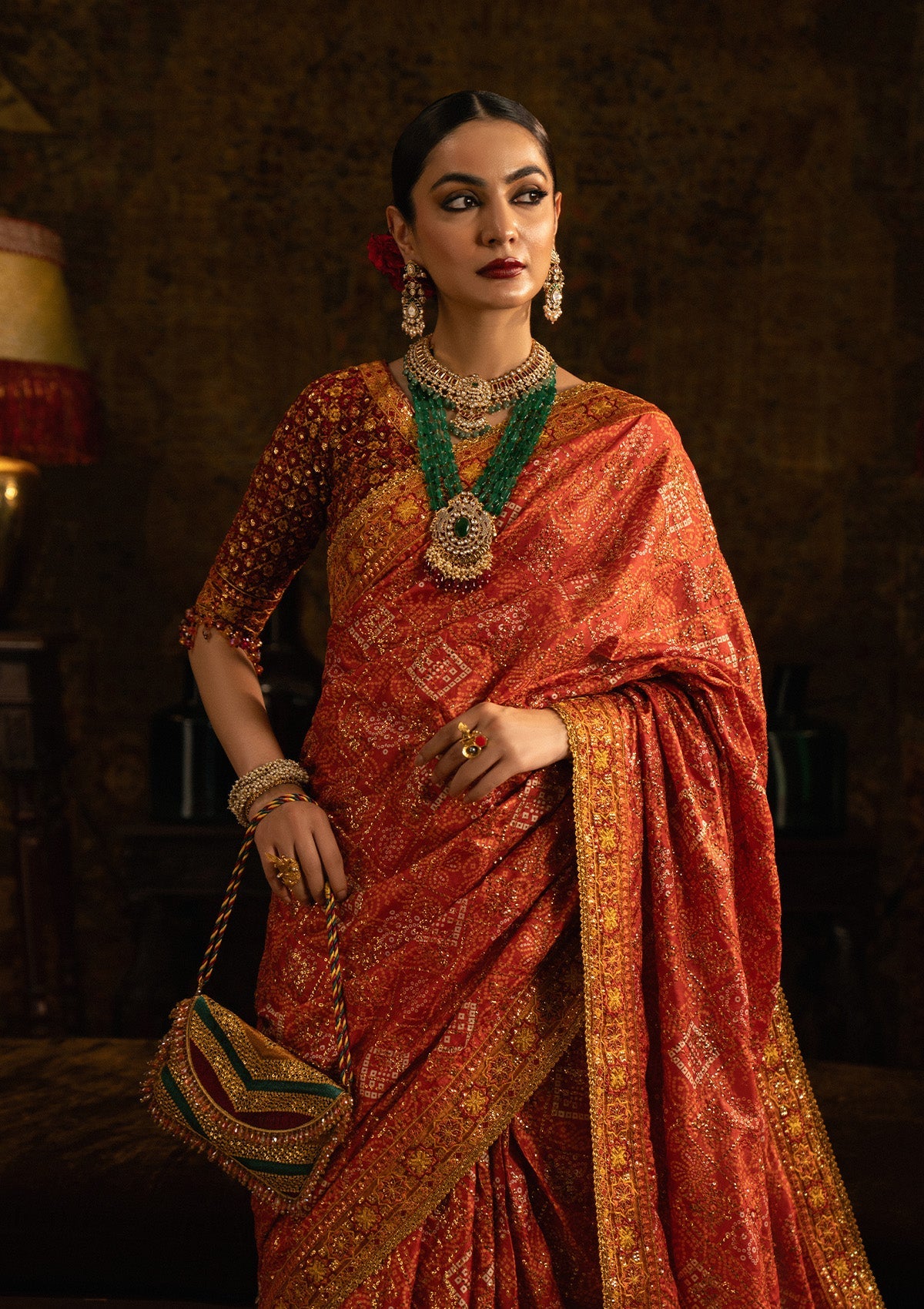 SARI EDIT '25 - LOOK 02 Rust Saree For Formal Events - Pakistani Designer Wear for Women in UK | Kifat