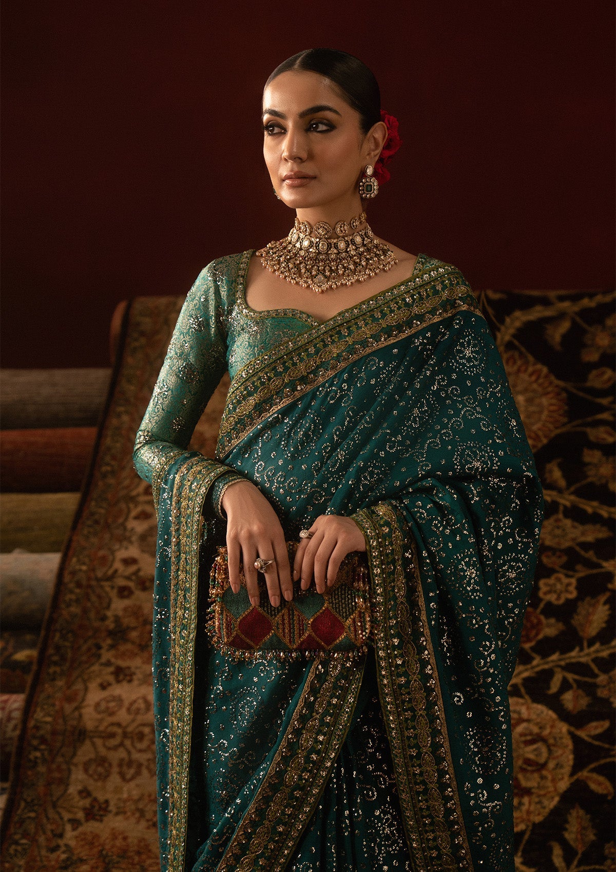 SARI EDIT '25 - LOOK 03 Emerald Saree For Formal Events - Pakistani Designer Wear for Women in UK | Kifat