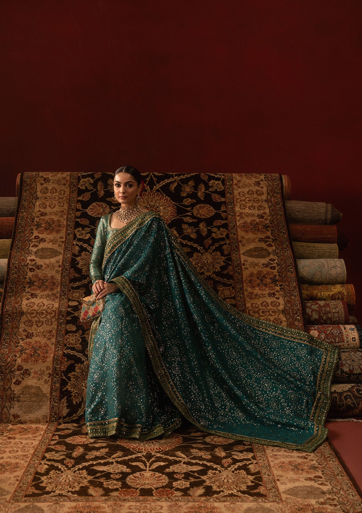 SARI EDIT '25 - LOOK 03 Emerald Saree For Formal Events - Pakistani Designer Wear for Women in UK | Kifat