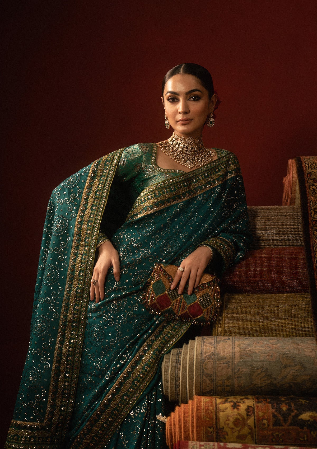 SARI EDIT '25 - LOOK 03 Emerald Saree For Formal Events - Pakistani Designer Wear for Women in UK | Kifat