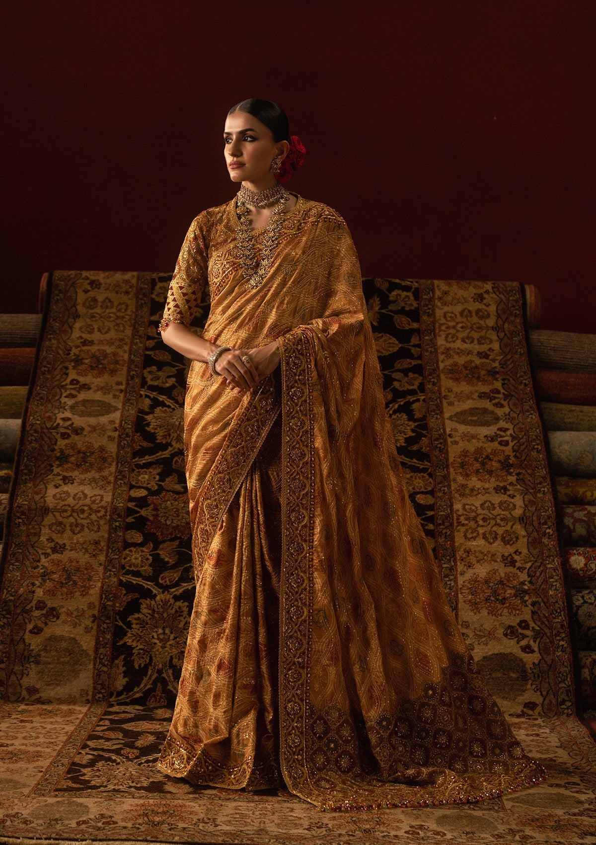 SARI EDIT '25 - LOOK 04 Mustard Saree For Formal Events - Pakistani Designer Wear for Women in UK | Kifat