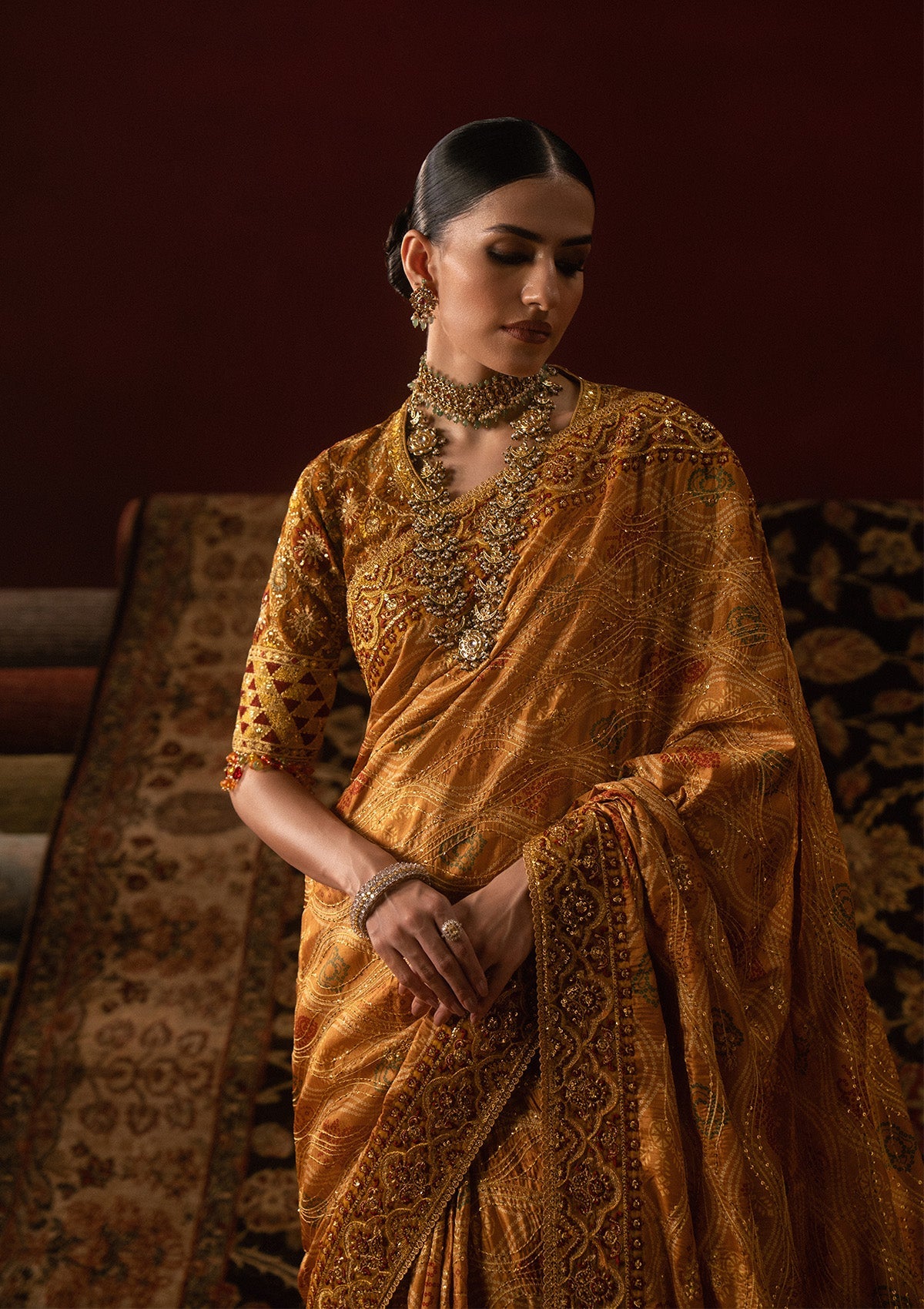 SARI EDIT '25 - LOOK 04 Mustard Saree For Formal Events - Pakistani Designer Wear for Women in UK | Kifat