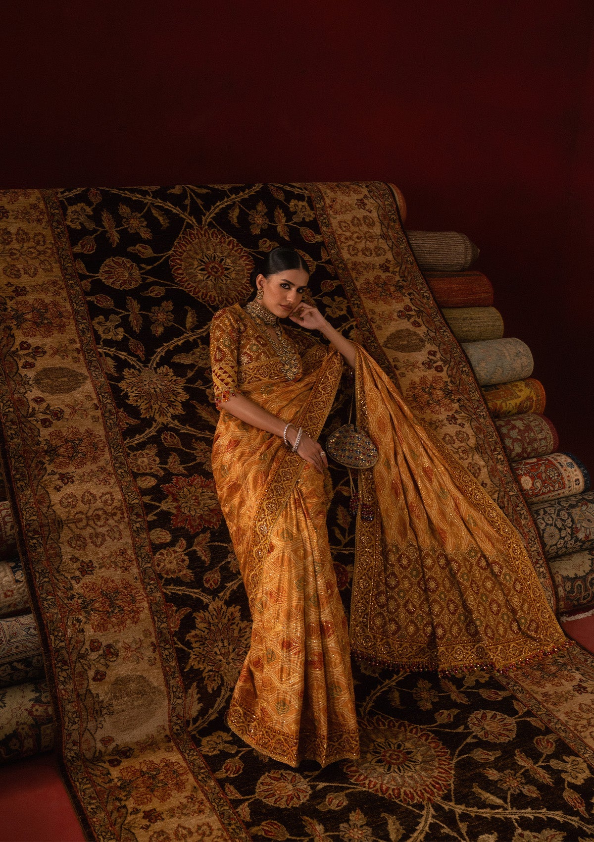SARI EDIT '25 - LOOK 04 Mustard Saree For Formal Events - Pakistani Designer Wear for Women in UK | Kifat