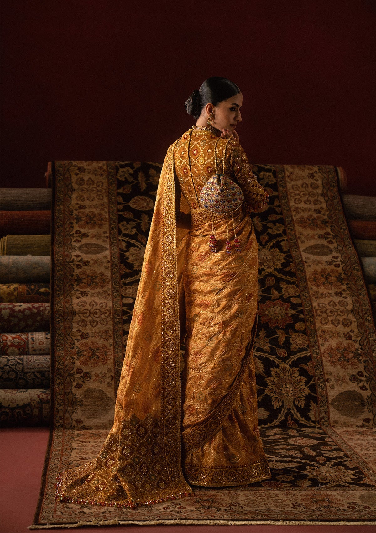 SARI EDIT '25 - LOOK 04 Mustard Saree For Formal Events - Pakistani Designer Wear for Women in UK | Kifat