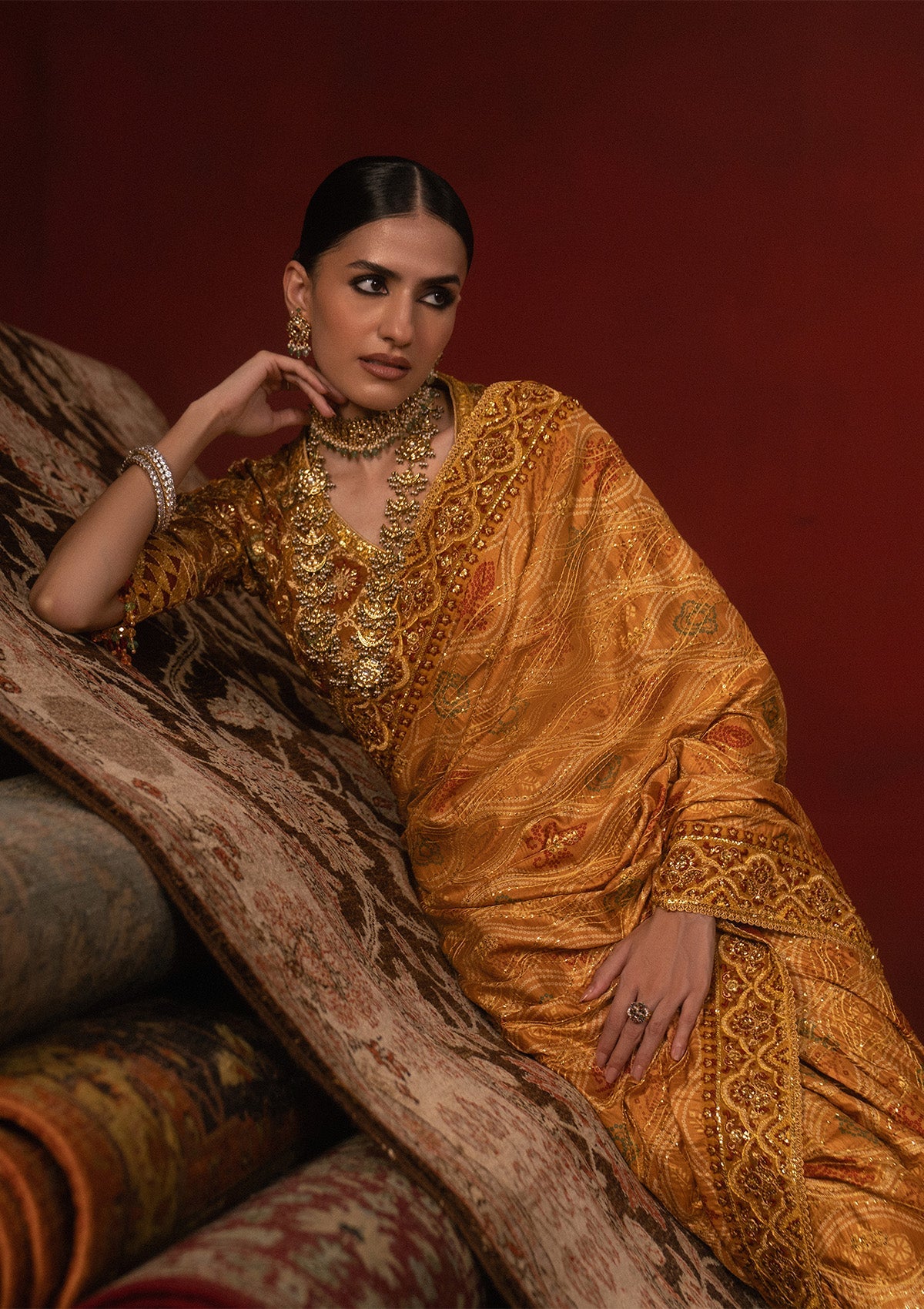 SARI EDIT '25 - LOOK 04 Mustard Saree For Formal Events - Pakistani Designer Wear for Women in UK | Kifat