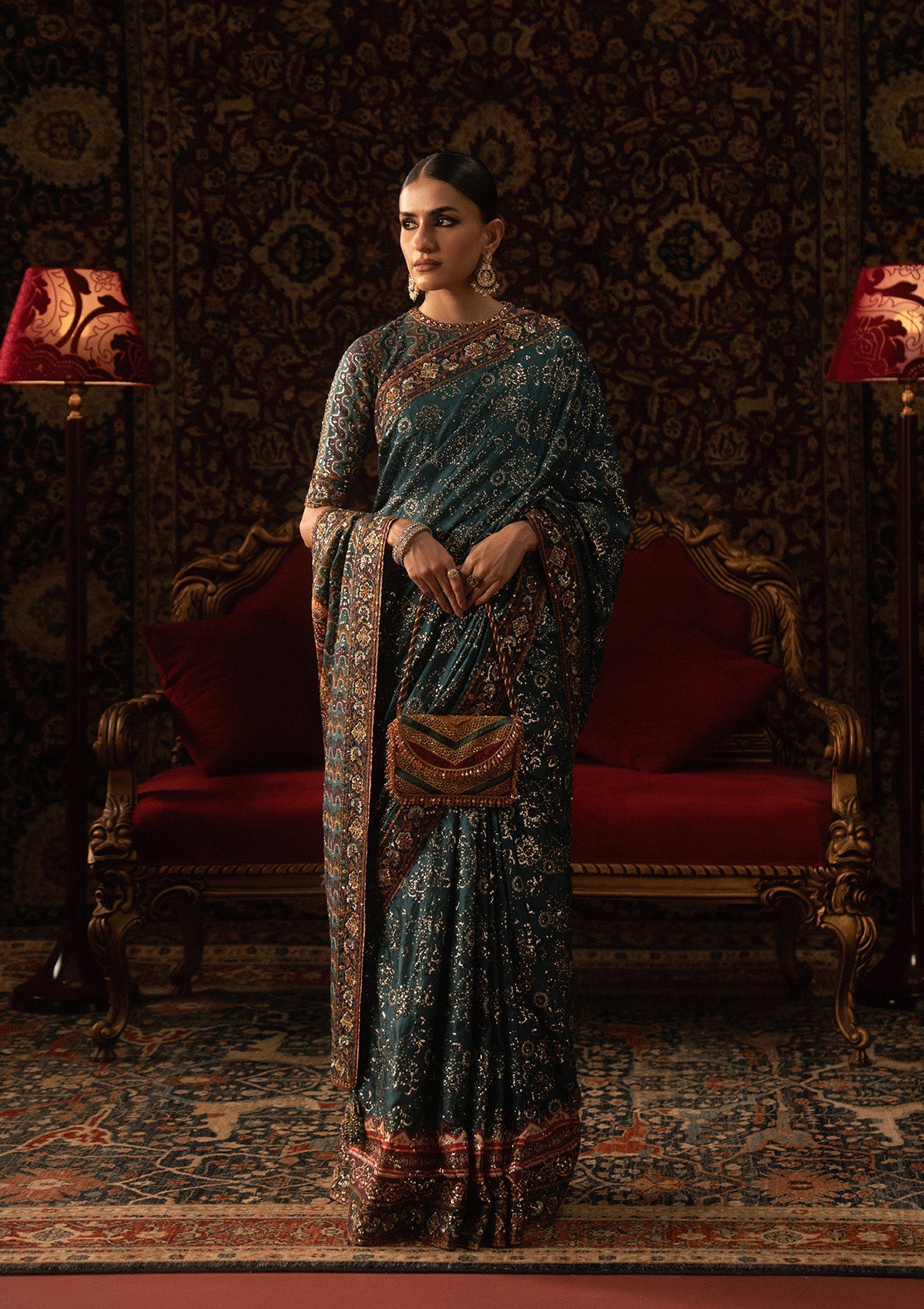 SARI EDIT '25 - LOOK 05 Teal Green Saree For Formal Events - Pakistani Designer Wear for Women in UK | Kifat