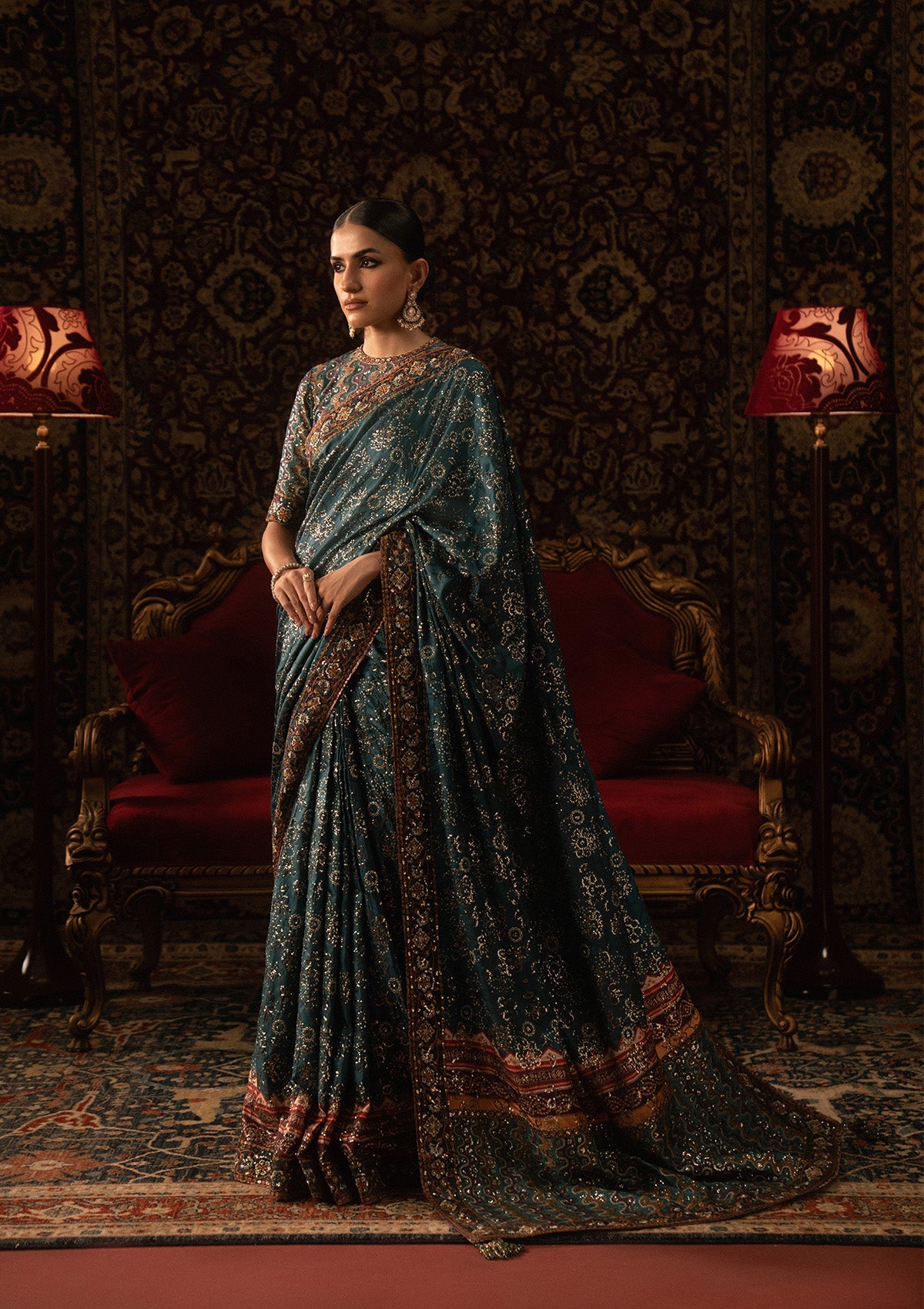 SARI EDIT '25 - LOOK 05 Teal Green Saree For Formal Events - Pakistani Designer Wear for Women in UK | Kifat