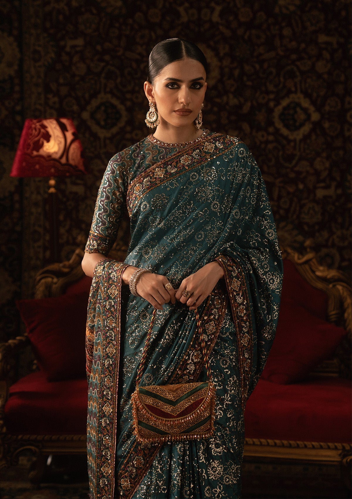 SARI EDIT '25 - LOOK 05 Teal Green Saree For Formal Events - Pakistani Designer Wear for Women in UK | Kifat