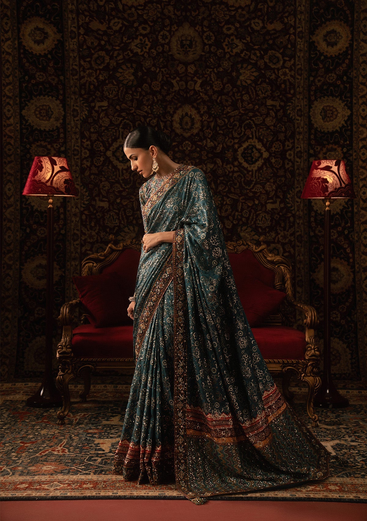 SARI EDIT '25 - LOOK 05 Teal Green Saree For Formal Events - Pakistani Designer Wear for Women in UK | Kifat