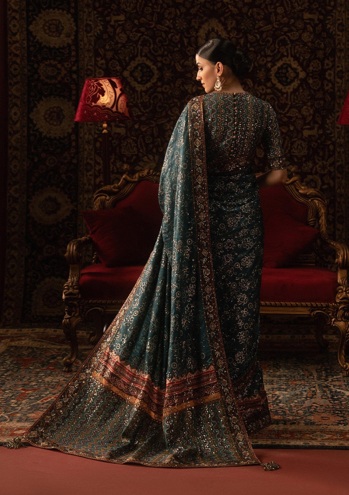 SARI EDIT '25 - LOOK 05 Teal Green Saree For Formal Events - Pakistani Designer Wear for Women in UK | Kifat