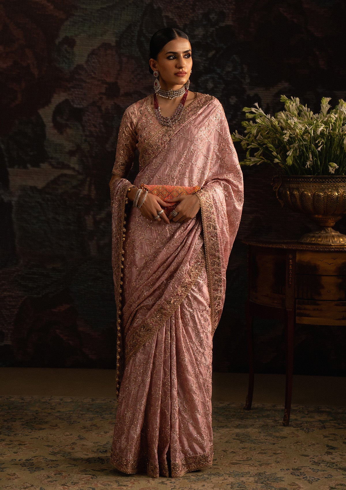 SARI EDIT '25 - LOOK 06 Powder Pink Saree For Formal Events - Pakistani Designer Wear for Women in UK | Kifat