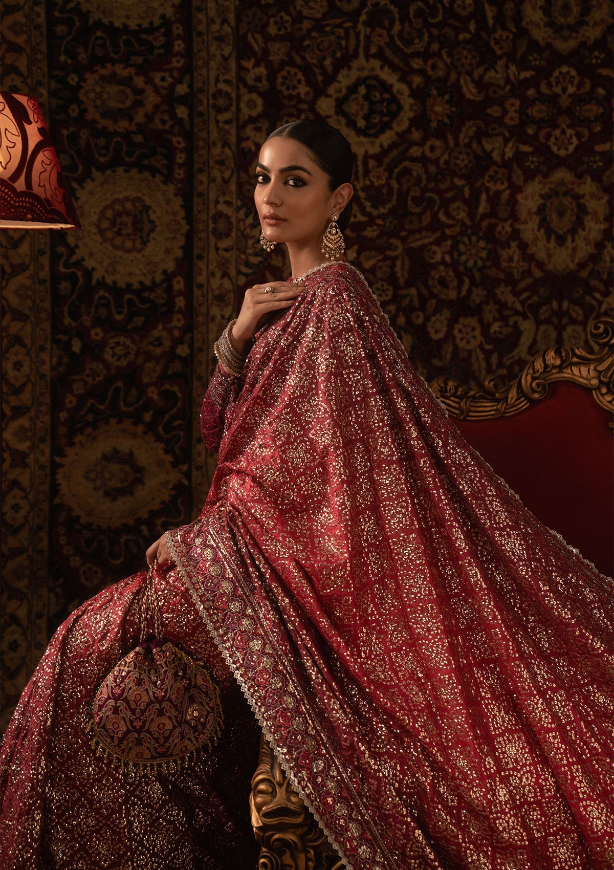 SARI EDIT '25 - LOOK 08 Blood Red Saree For Formal Events - Pakistani Designer Wear for Women in UK | Kifat