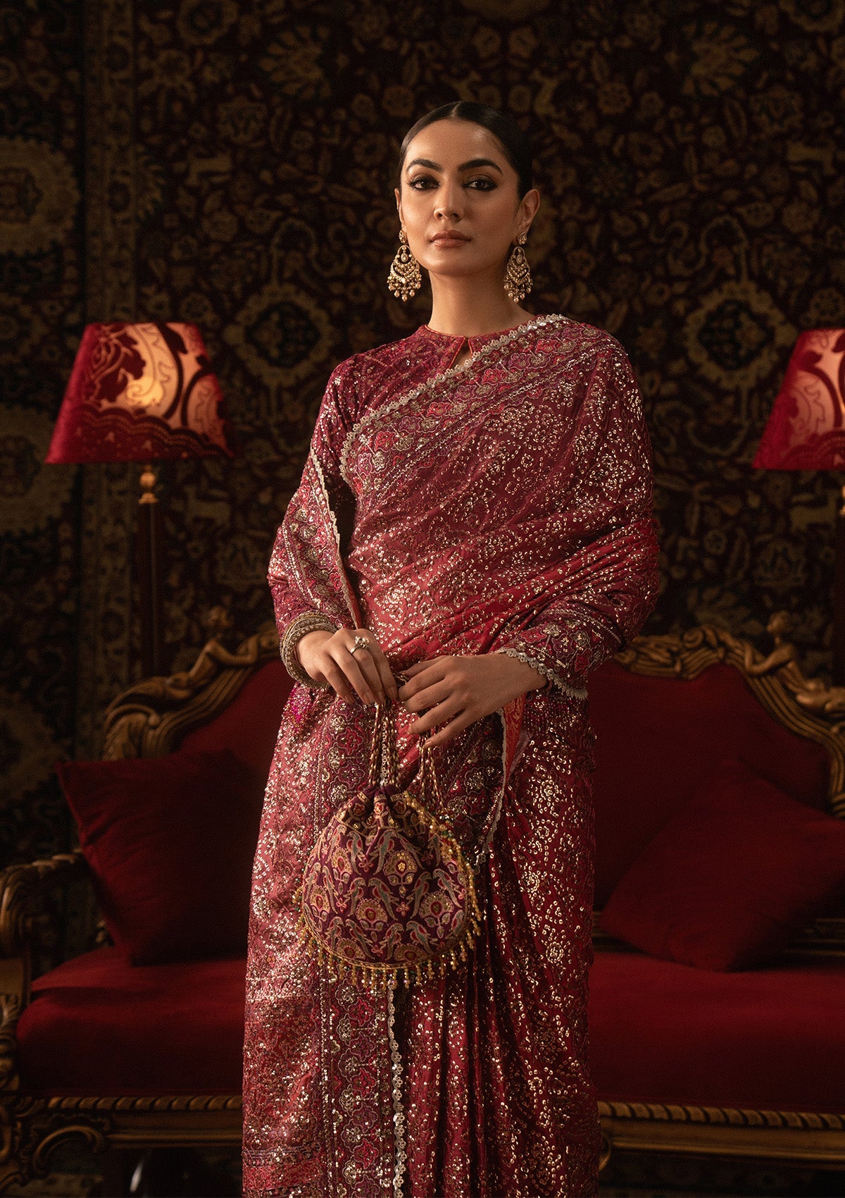 SARI EDIT '25 - LOOK 08 Blood Red Saree For Formal Events - Pakistani Designer Wear for Women in UK | Kifat