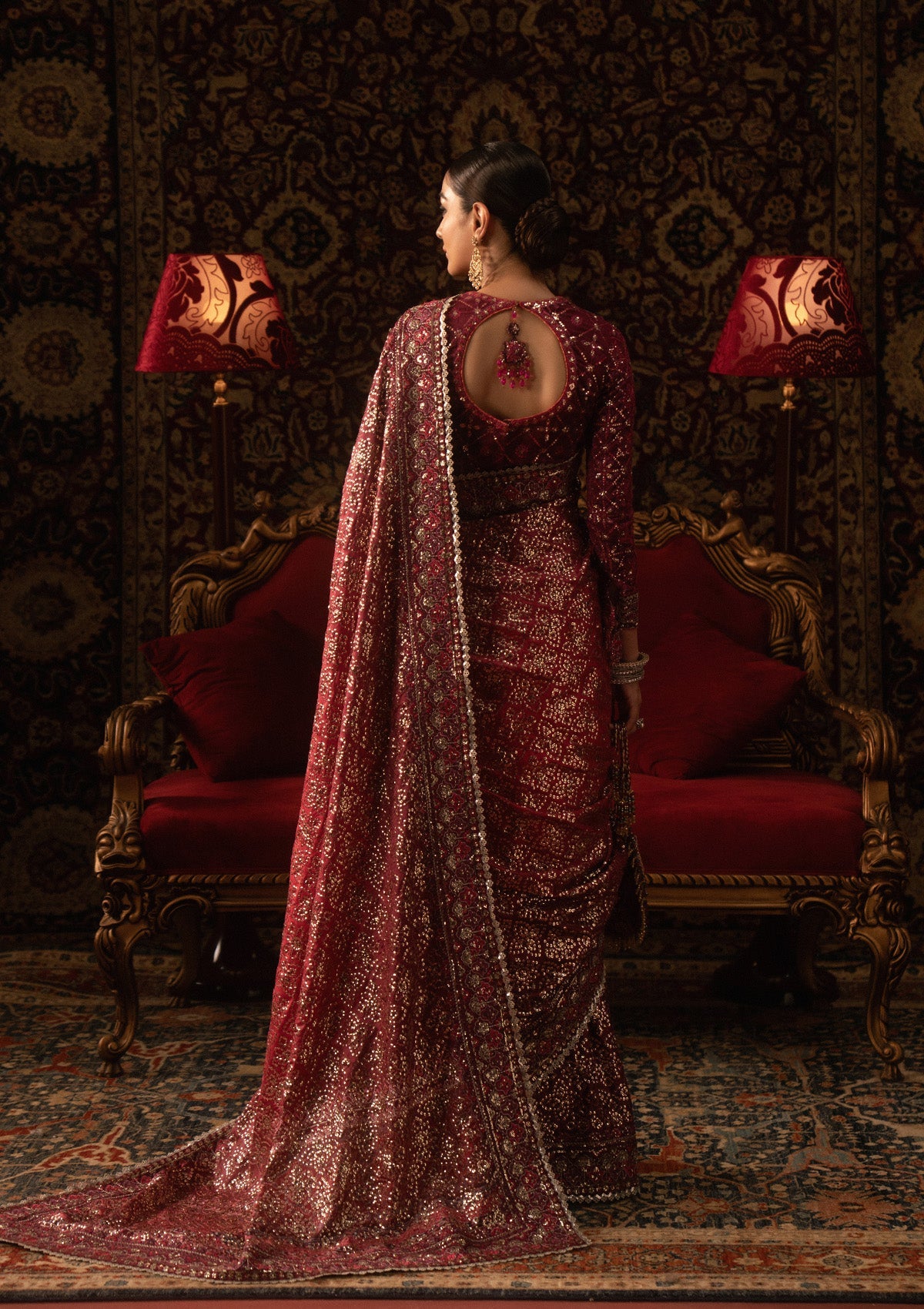 SARI EDIT '25 - LOOK 08 Blood Red Saree For Formal Events - Pakistani Designer Wear for Women in UK | Kifat