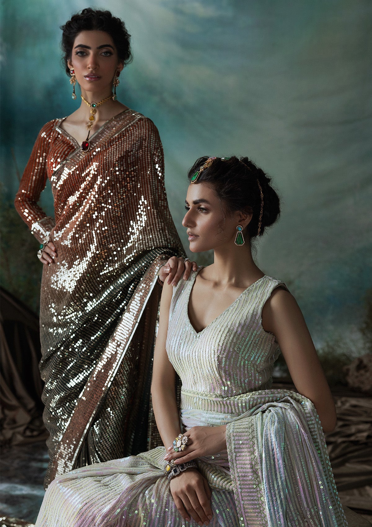 SARI EDIT '24 VOL. 1 - LOOK 02 Rust Saree For Formal Events - Pakistani Designer Wear for Women in UK | Kifat