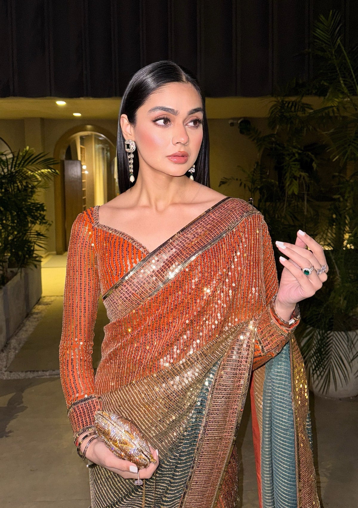 SARI EDIT '24 VOL. 1 - LOOK 02 Rust Saree For Formal Events - Pakistani Designer Wear for Women in UK | Kifat