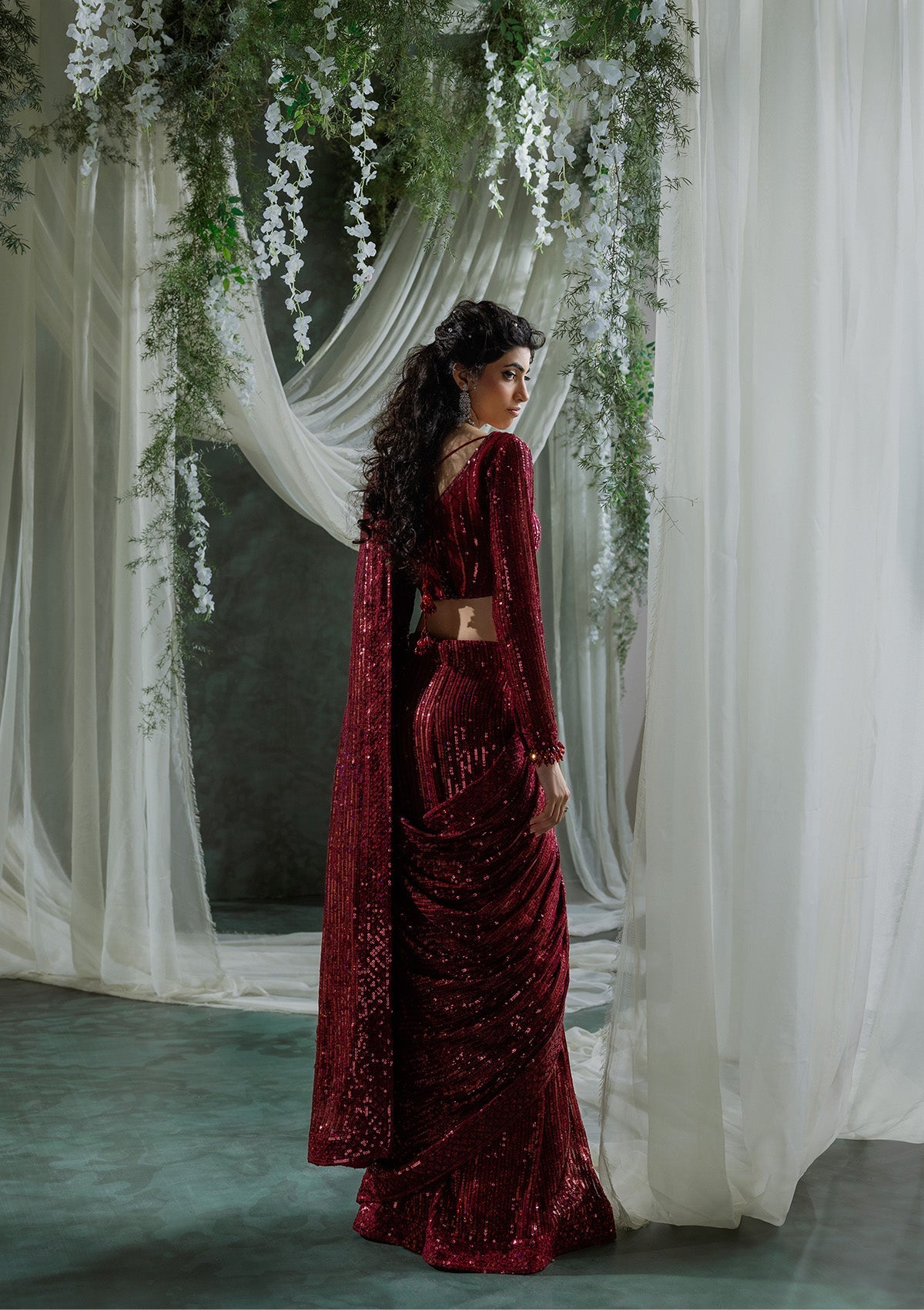 SARI EDIT '24 VOL. 1 - LOOK 03 Maroon Saree For Formal Events - Pakistani Designer Wear for Women in UK | Kifat