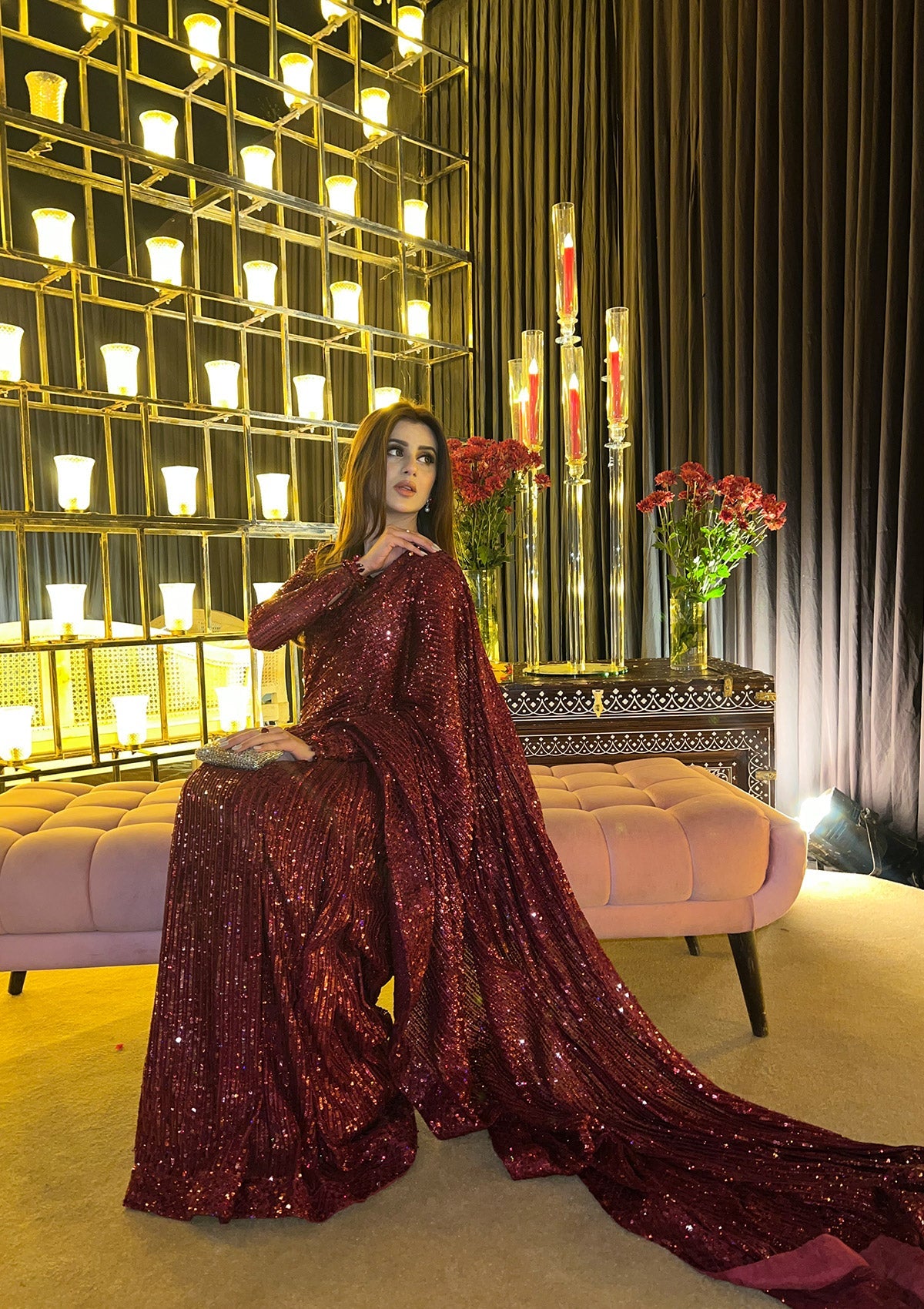 SARI EDIT '24 VOL. 1 - LOOK 03 Maroon Saree For Formal Events - Pakistani Designer Wear for Women in UK | Kifat