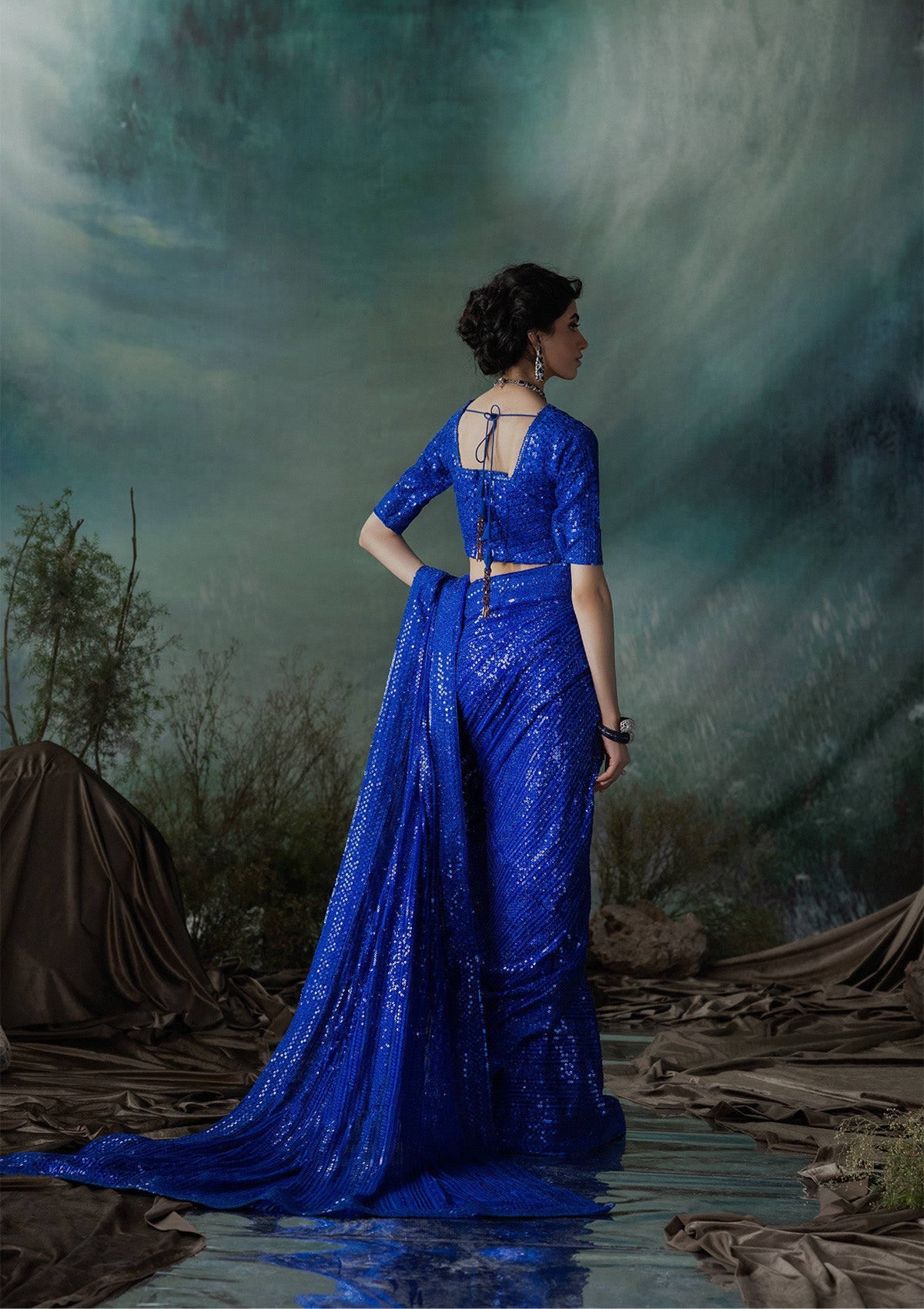 SARI EDIT '24 VOL. 1 - LOOK 05 Royal Blue Saree For Formal Events - Pakistani Designer Wear for Women in UK | Kifat