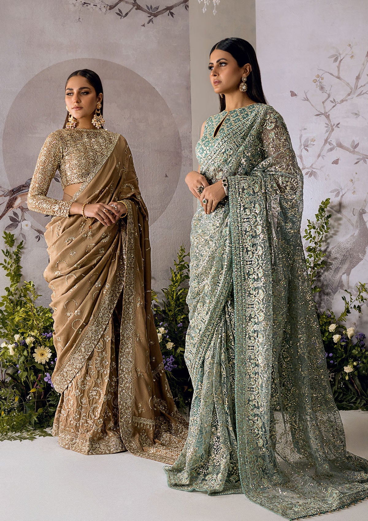 SARI EDIT - LOOK 01 Aqua Saree For Formal Events - Pakistani Designer Wear for Women in UK | Kifat