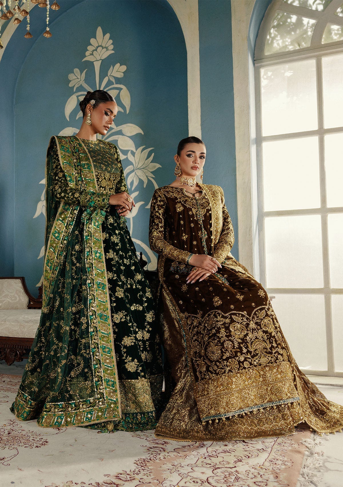 UDAIPUR - LOOK 01 Mehndi Long Shirt with Sharara For Formal Events - Pakistani Designer Wear for Women in UK | Kifat