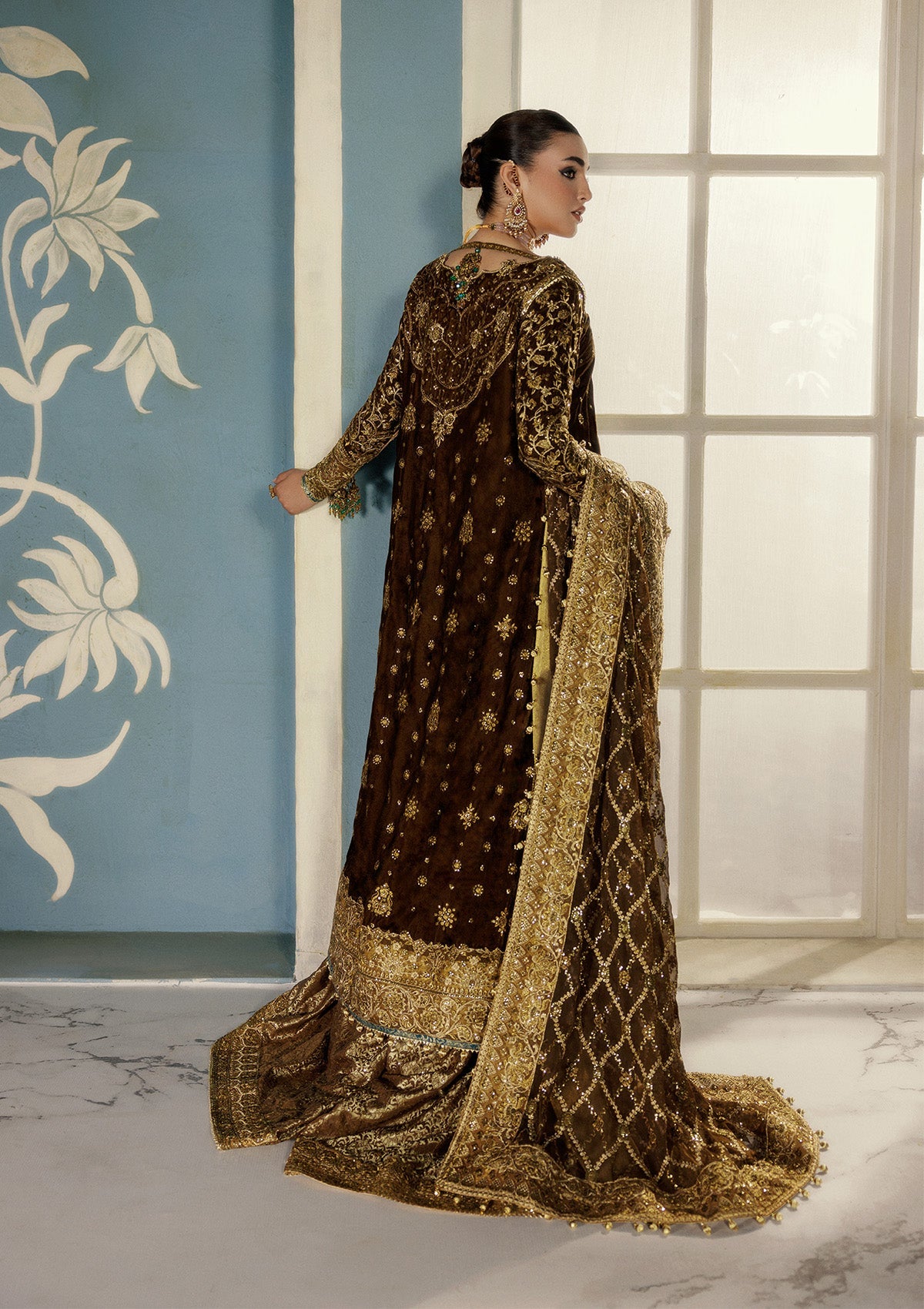 UDAIPUR - LOOK 01 Mehndi Long Shirt with Sharara For Formal Events - Pakistani Designer Wear for Women in UK | Kifat