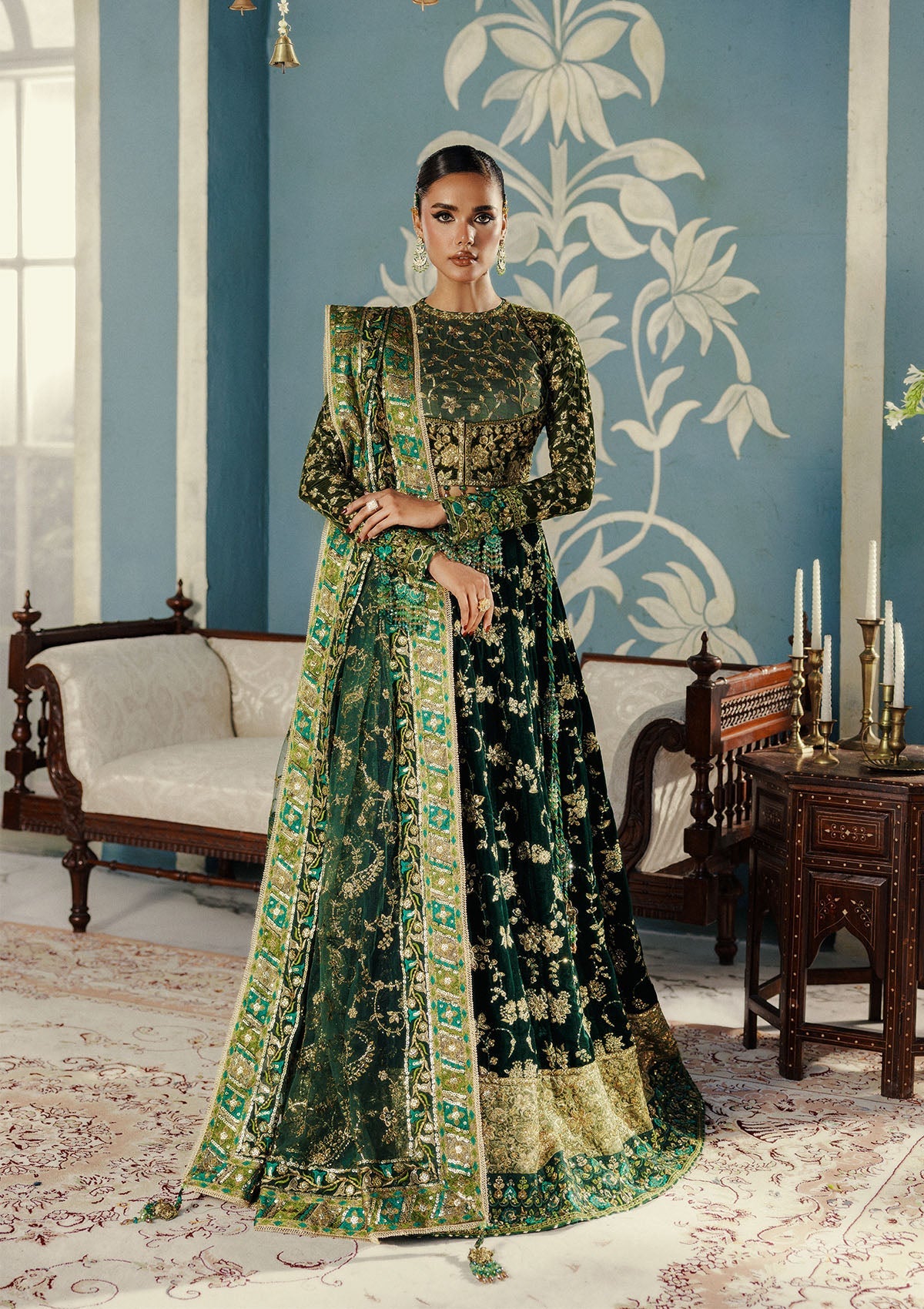 UDAIPUR - LOOK 02 Emerald Green Peshwas For Formal Events - Pakistani Designer Wear for Women in UK | Kifat