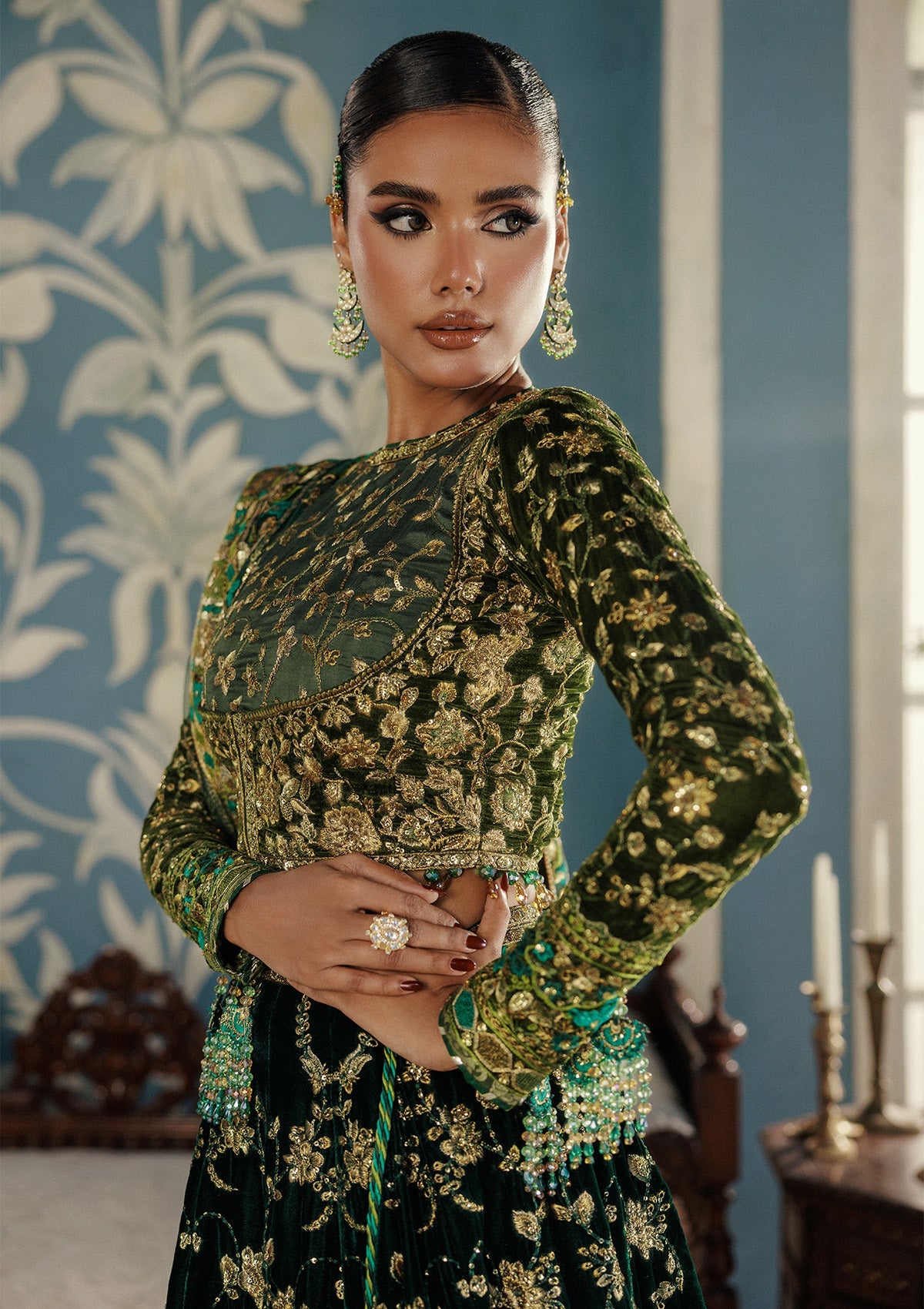UDAIPUR - LOOK 02 Emerald Green Peshwas For Formal Events - Pakistani Designer Wear for Women in UK | Kifat